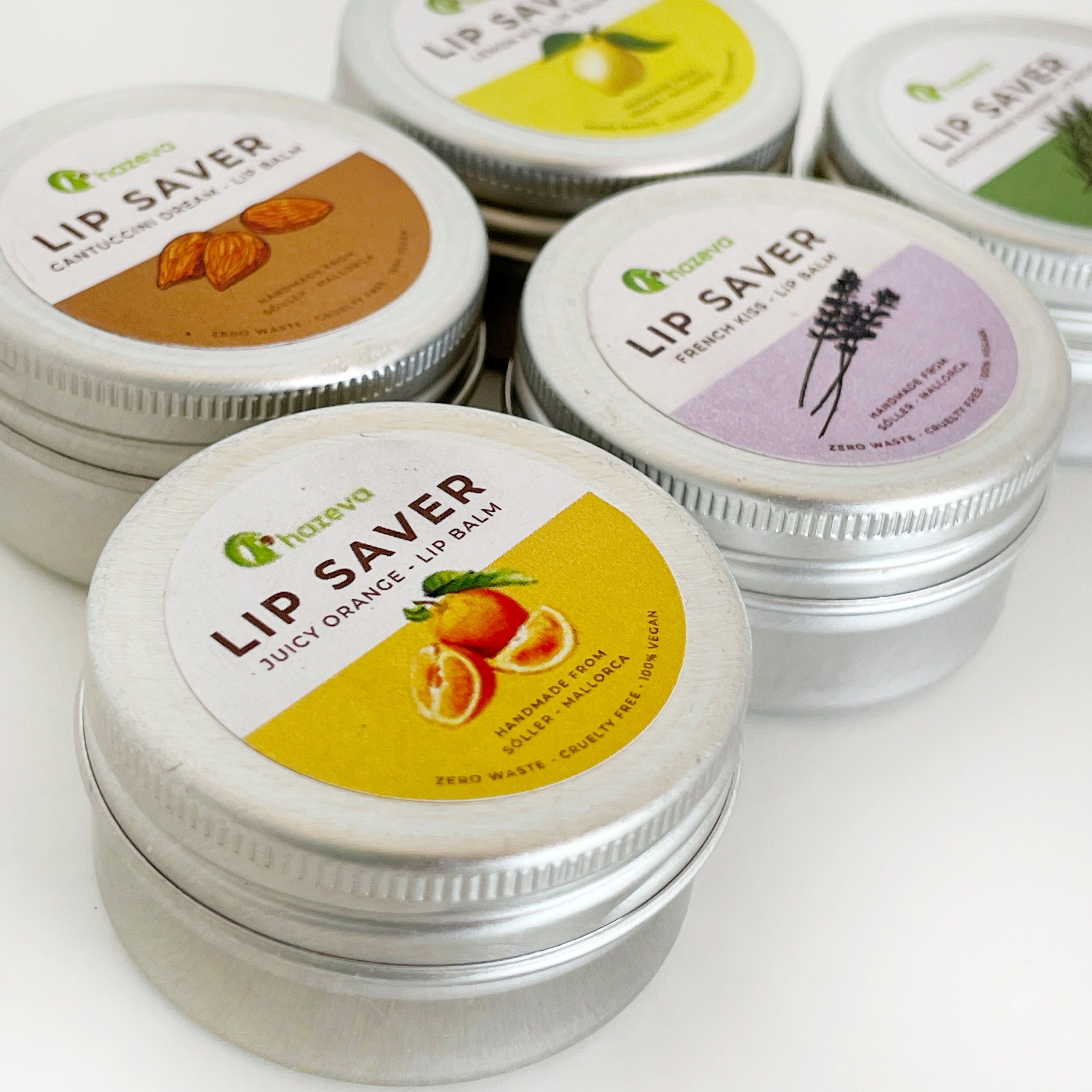 hazeva Lippenbalsam Probierset feuchtigkeitsspendender Lippenbalsam, 5-tlg.