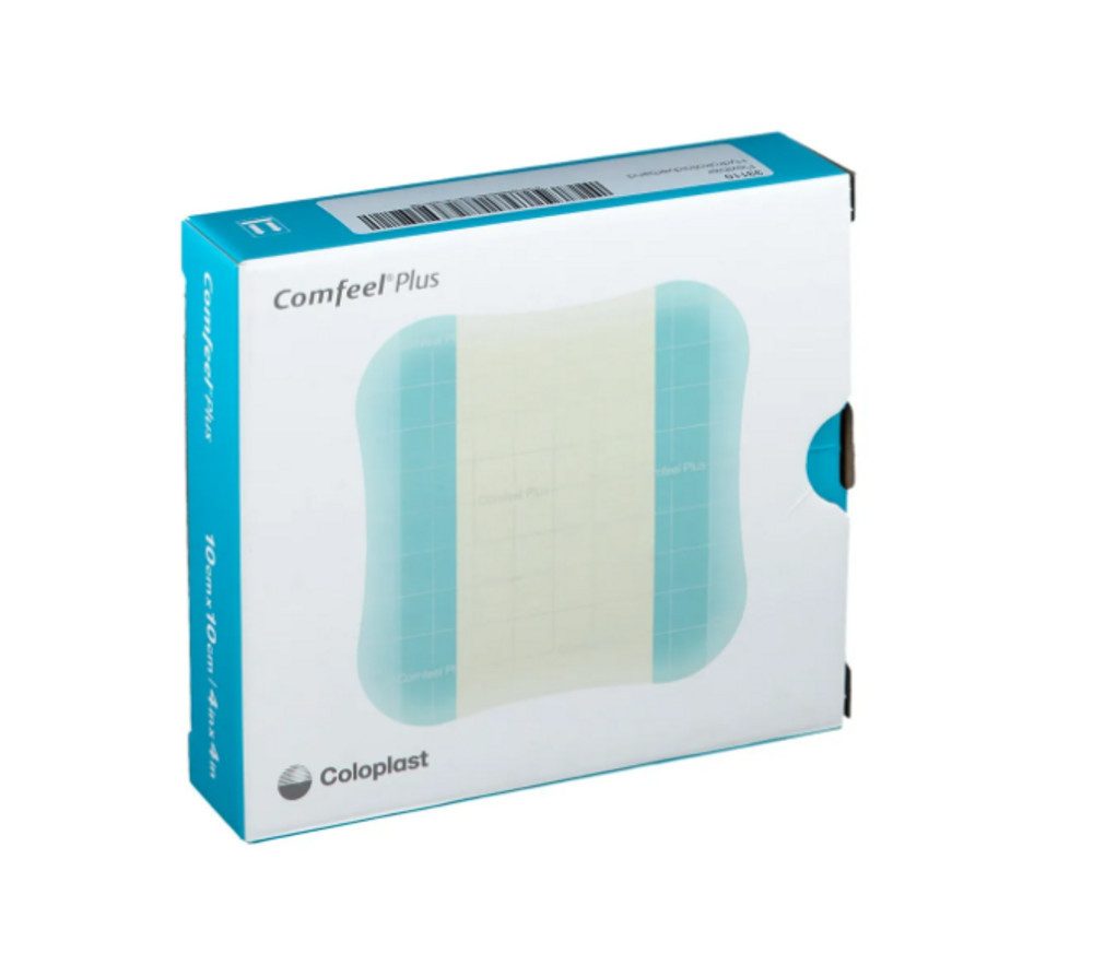 Coloplast Wundpflaster COMFEEL Plus flexib.Hydrokoll.Verb.10x10 cm (Spar Set, 10 St., Hygienische Wundheilung Auflage), Wundschutz gegen Bakterien, Flexible Wundauflage