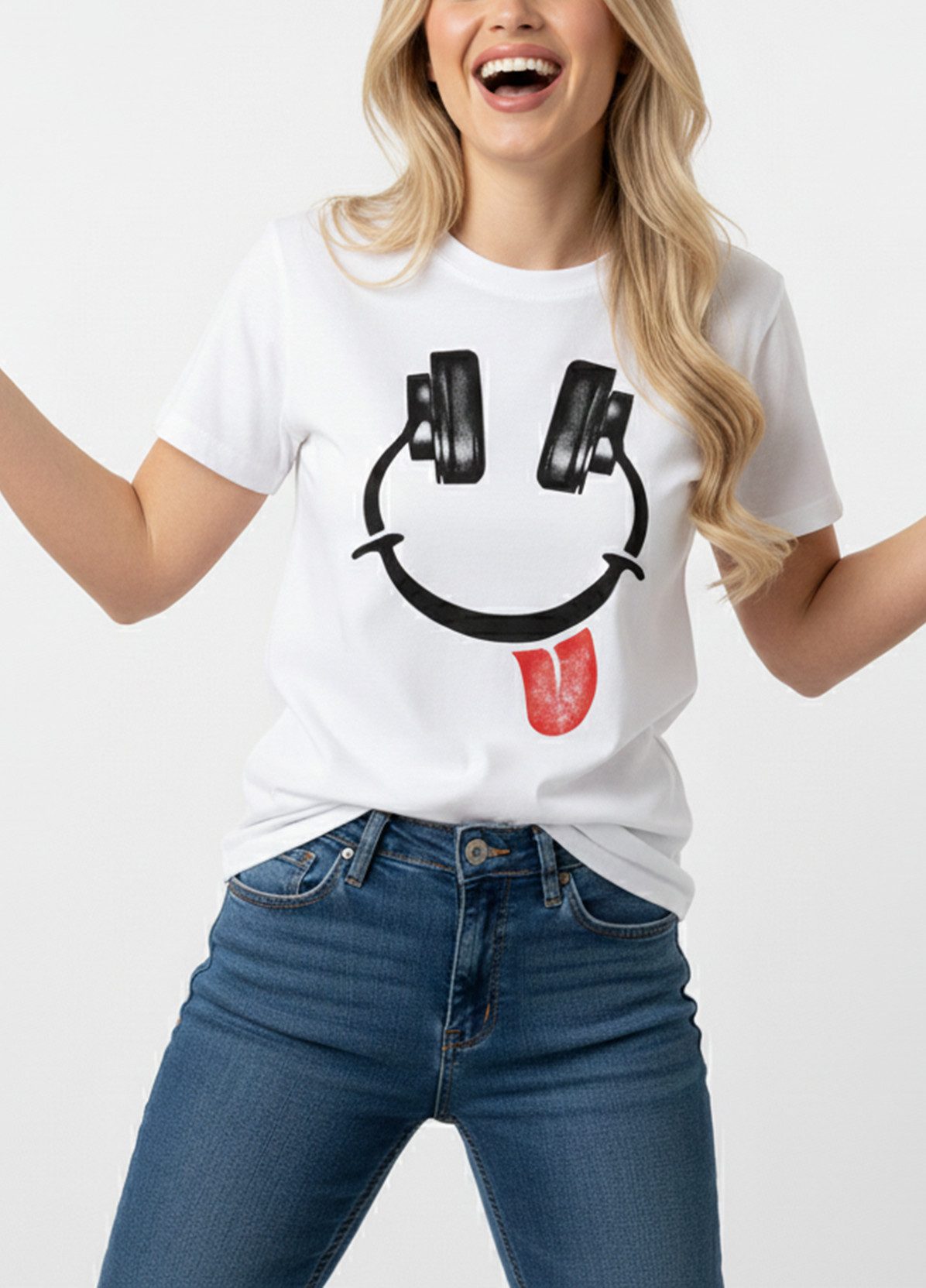 MAKAYA Print-Shirt Damen Freche Musik Motive Frauen Kopfhörer Aufdruck Top günstig online kaufen