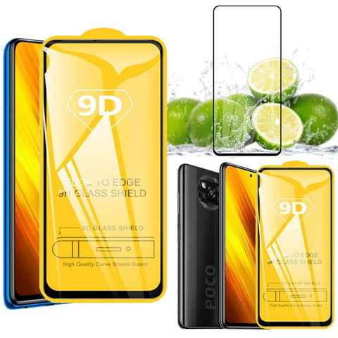 Wigento Handyhülle Für Xiaomi Poco X3 2x 3D Premium 0,3 mm H9 Hart Glas Schwarz Folie Schutz Hülle Neu