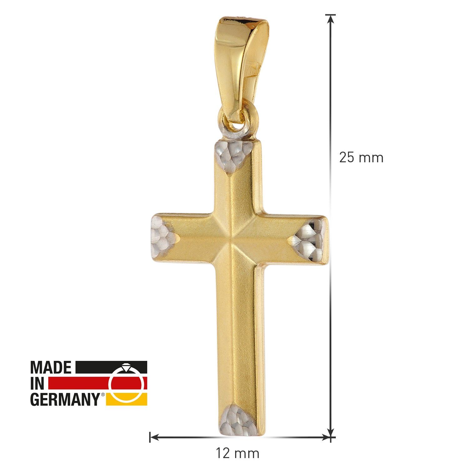 Anhänger Bicolor mit Gold mit für Kette Karat trendor Kreuz 333/8