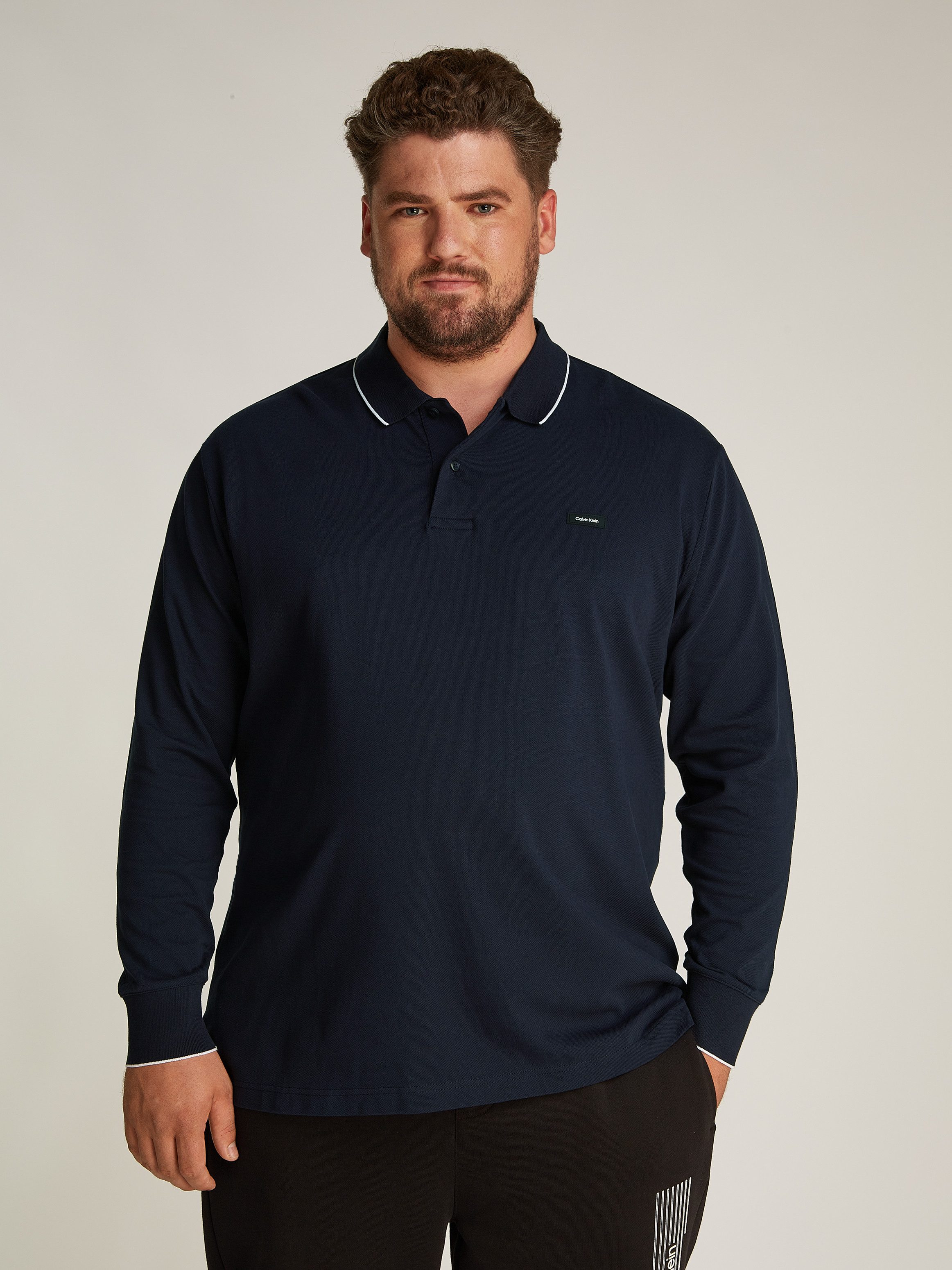 Calvin Klein Big&Tall Langarm-Poloshirt BT_STRETCH PIQUE günstig online kaufen