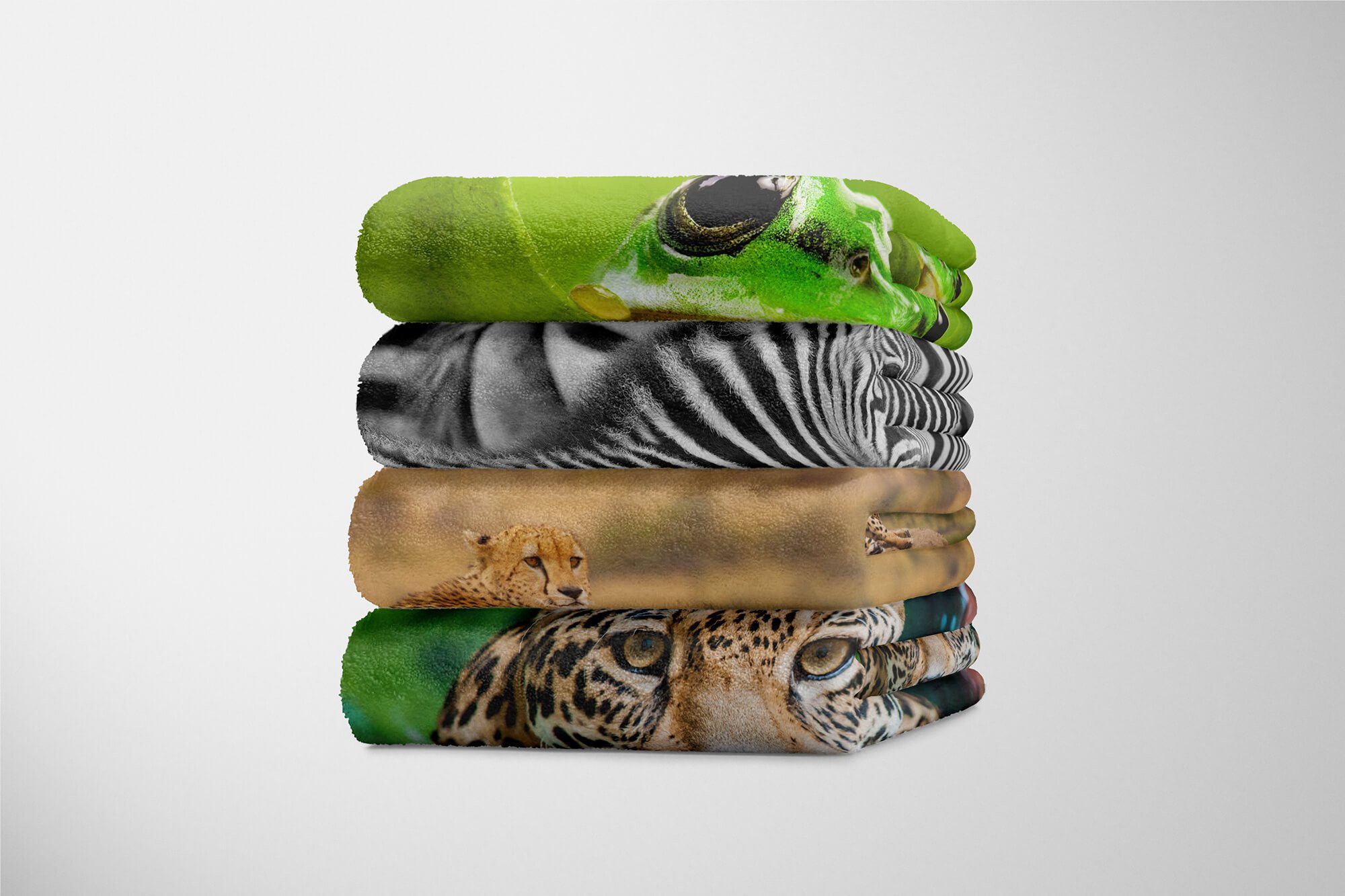 Sinus Art Handtücher Kuscheldecke (1-St), Gepard Tiermotiv Handtuch mit Handtuch Sava, Strandhandtuch Afrika Baumwolle-Polyester-Mix Saunatuch
