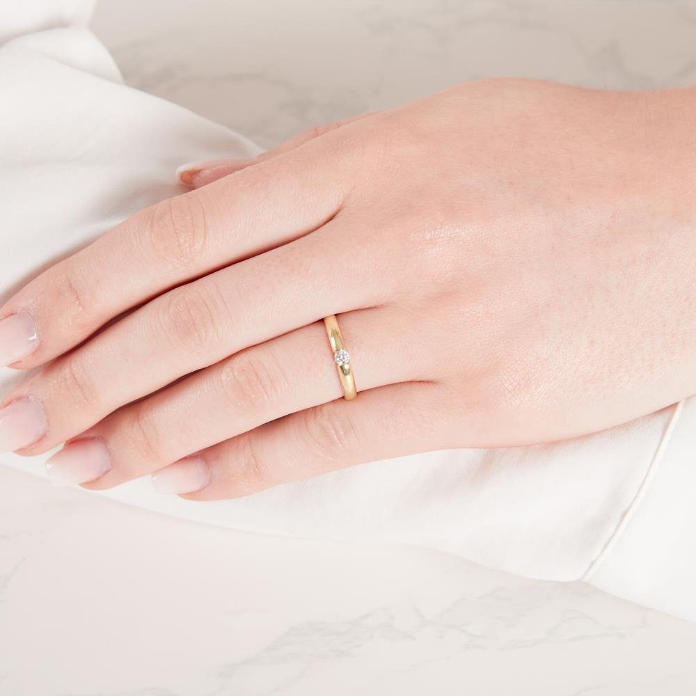 JEWLIX Spannring Verlobungsring aus 9K Gold mit eingespanntem Zirkonia VR0507-G