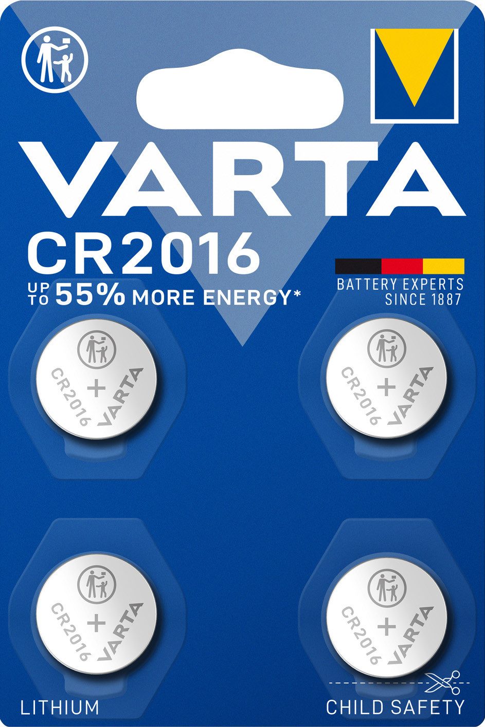 VARTA Varta Batterie Lithium, Knopfzelle, CR2016, 3V Electronics, Retail Bl Knopfzelle, (3,0 V)