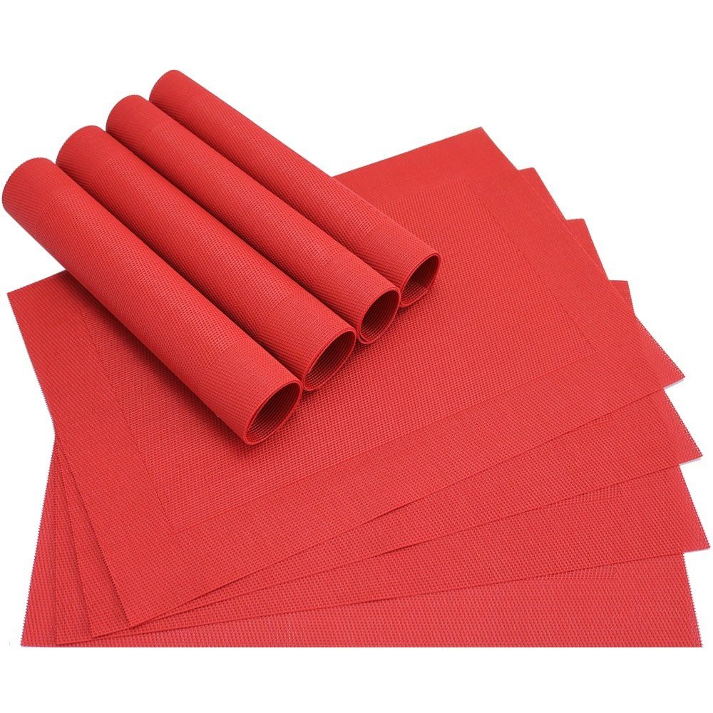 matches21 HOME & HOBBY Platzset Tischset BORDA 8er rot Tischunterlage als Tischdeko, (8-St), modernes Esstisch Platzdeckchen als abwaschbarer Tischuntersetzer