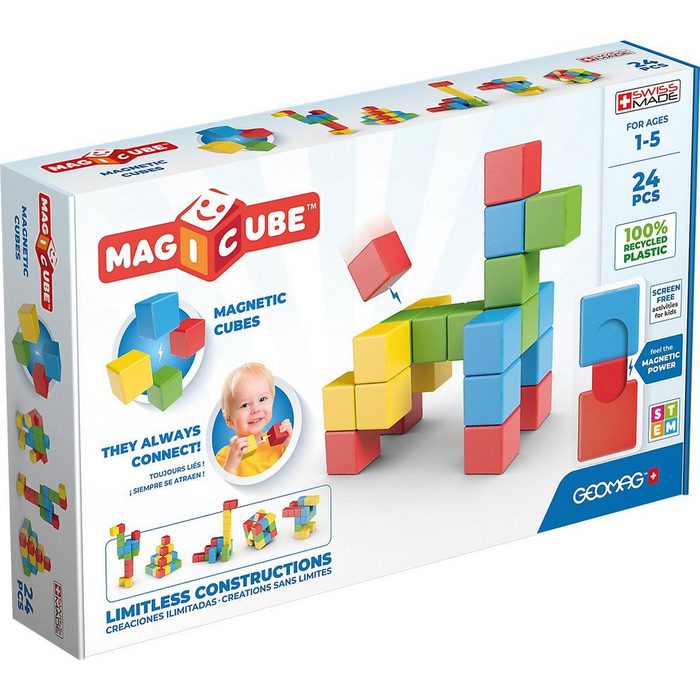 Geomag™ Magnetspielbausteine Geomag Magicube Full Color Recycled Try me 24 Teile