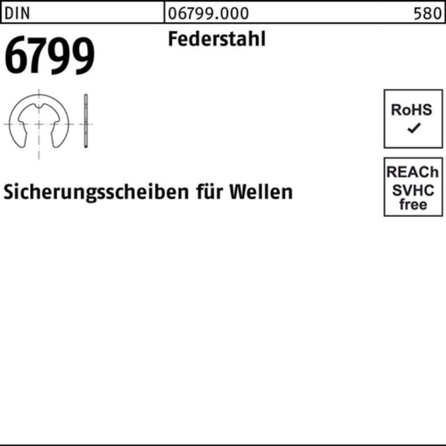 Reyher Sicherungsscheibe 500er Pack Sicherungsscheibe DIN 6799 f.Wellen 5 Federstahl 500 Stück