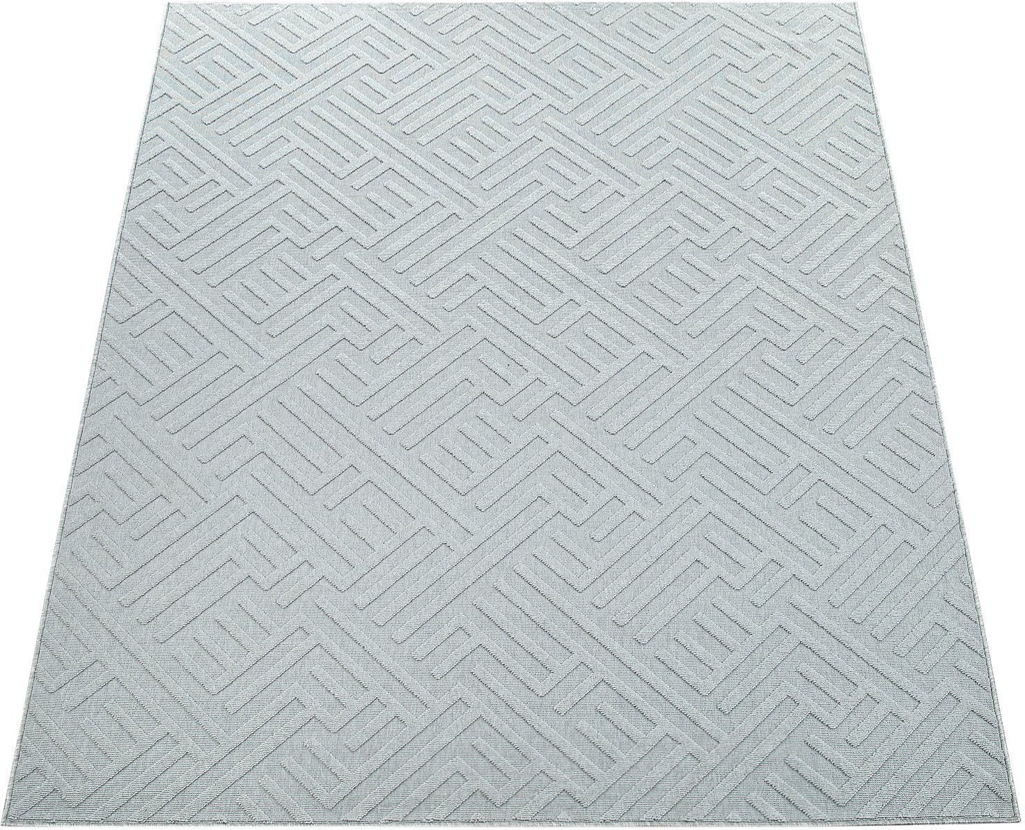 Teppich Namur 326, Paco Home, rechteckig, Höhe: 4 mm, Kurzflor, Uni-Farben, modernes Design, 3D-Effekt, Outdoor geeignet