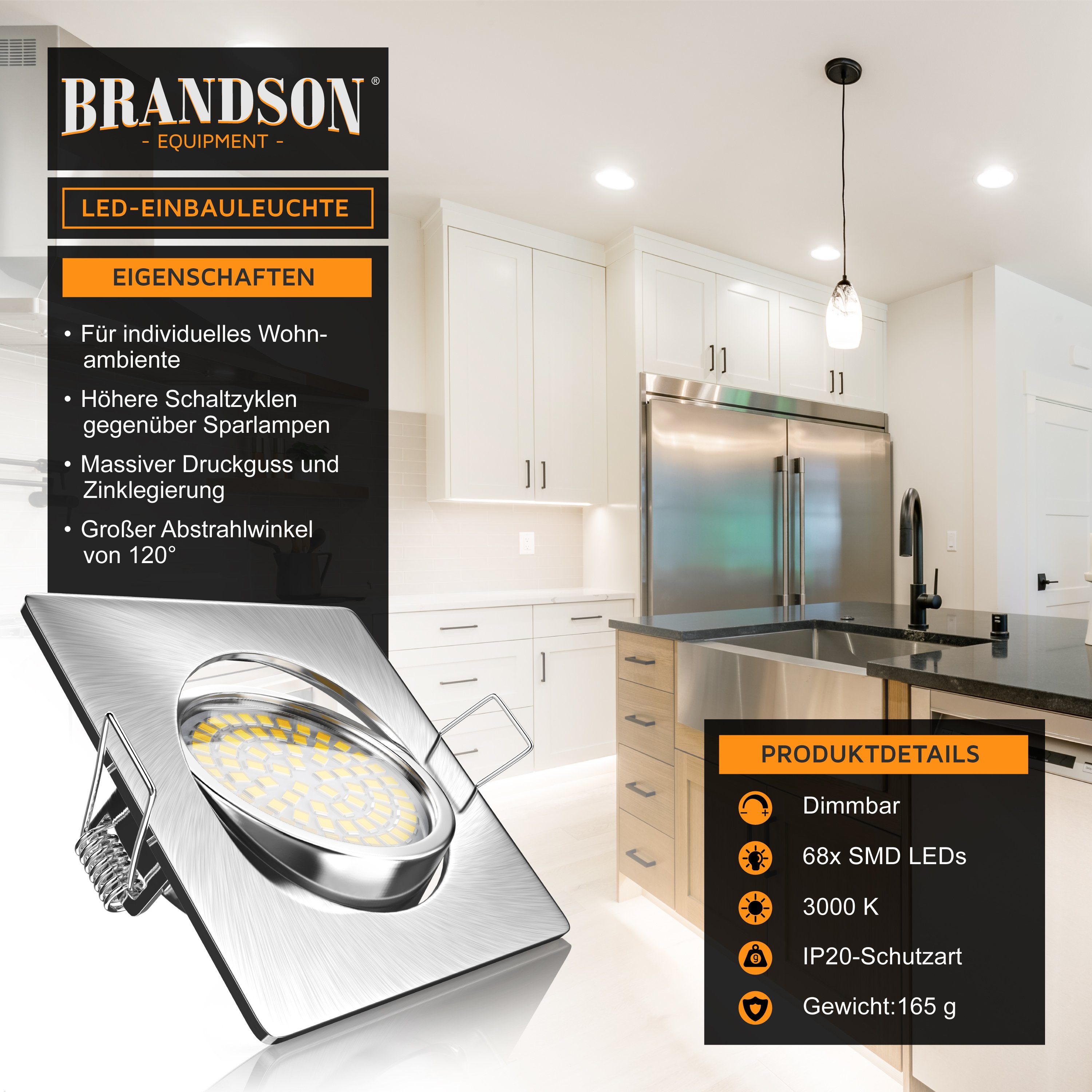 Brandson LED Einbaustrahler, schwenkbarer Deckenspot, Edelstahl günstig online kaufen