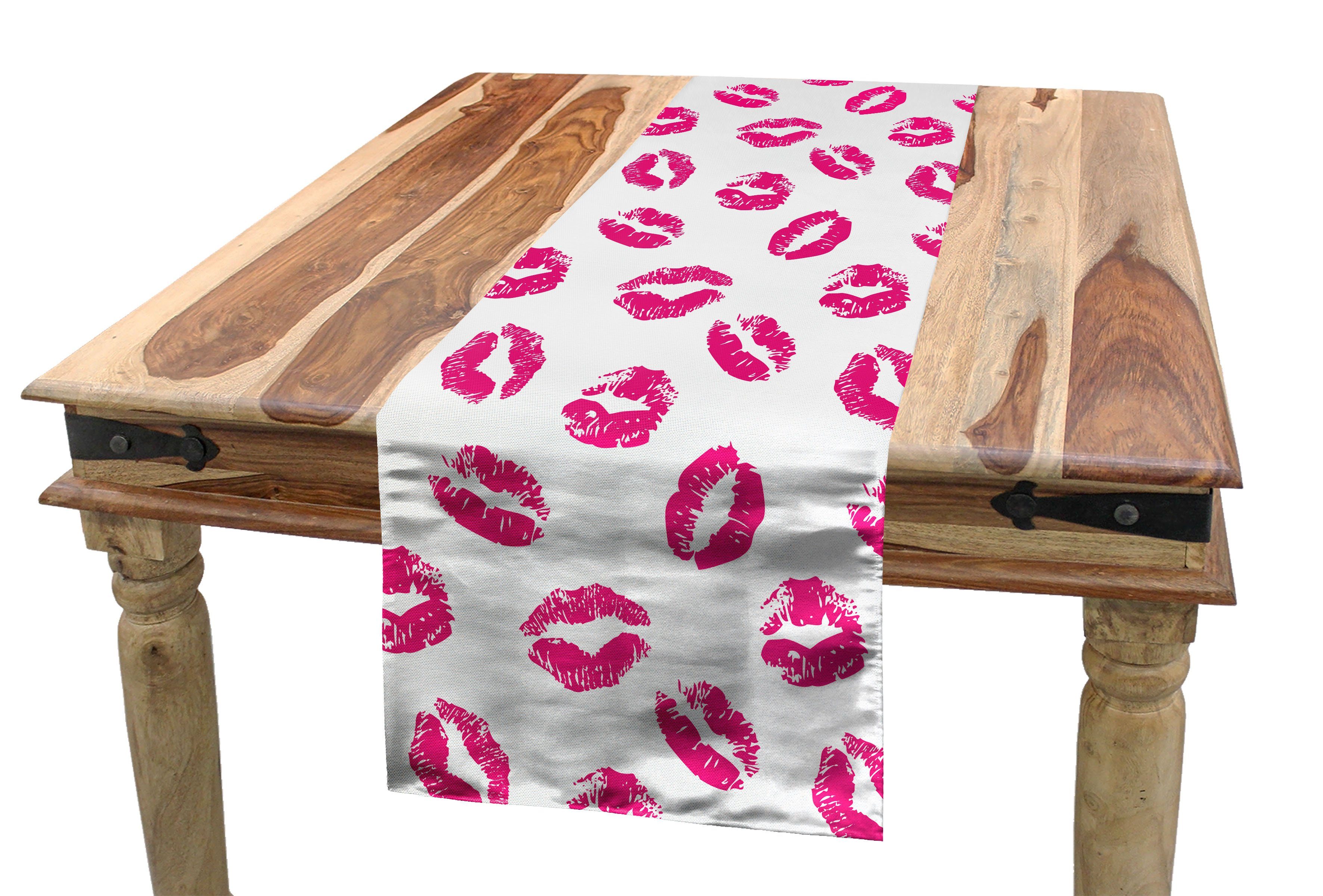 Abakuhaus Tischläufer Esszimmer Küche Rechteckiger Dekorativer Tischläufer, Kuss Vibrierende farbige Lippenstift