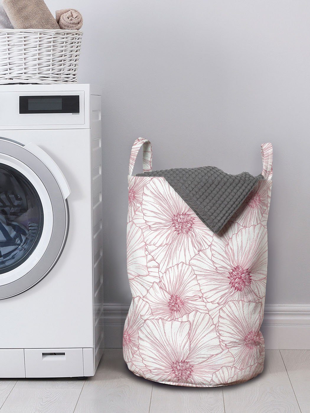 Wäschekorb Kordelzugverschluss Wäschesäckchen mit Waschsalons, Botanisch für Blossom Abakuhaus monotone Griffen