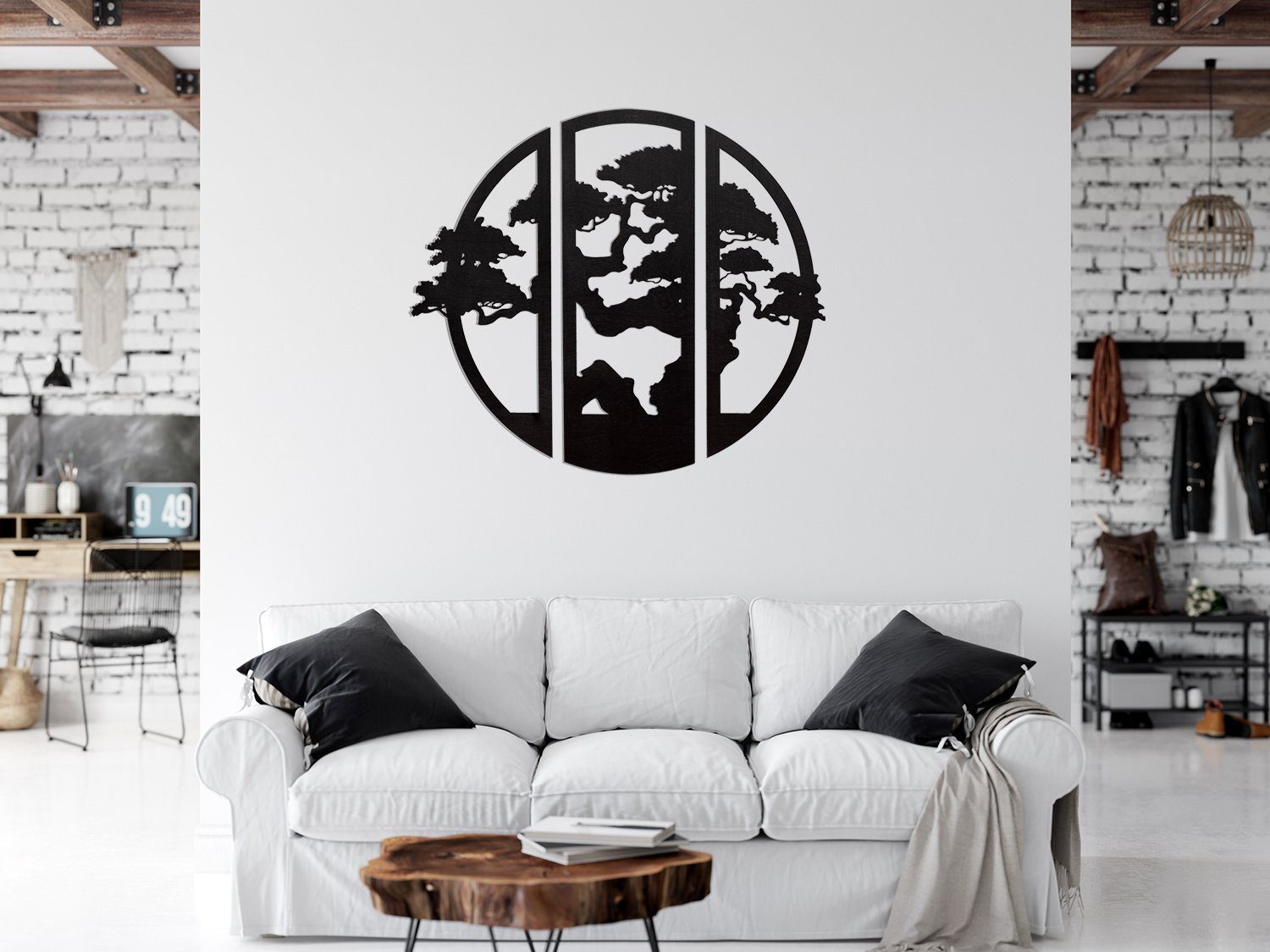 Bonsai, Wanddekoobjekt Wandpaneel, 3D ORNAMENTI Wanddekoration, Handarbeit grosse