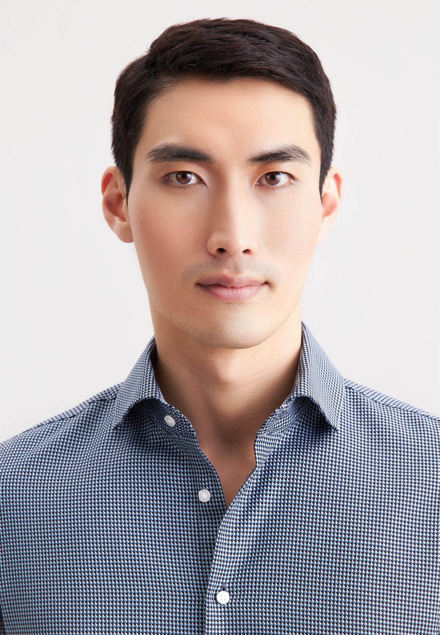 seidensticker Businesshemd Schwarze Rose Slim 1/1 Kentkragen Pepita