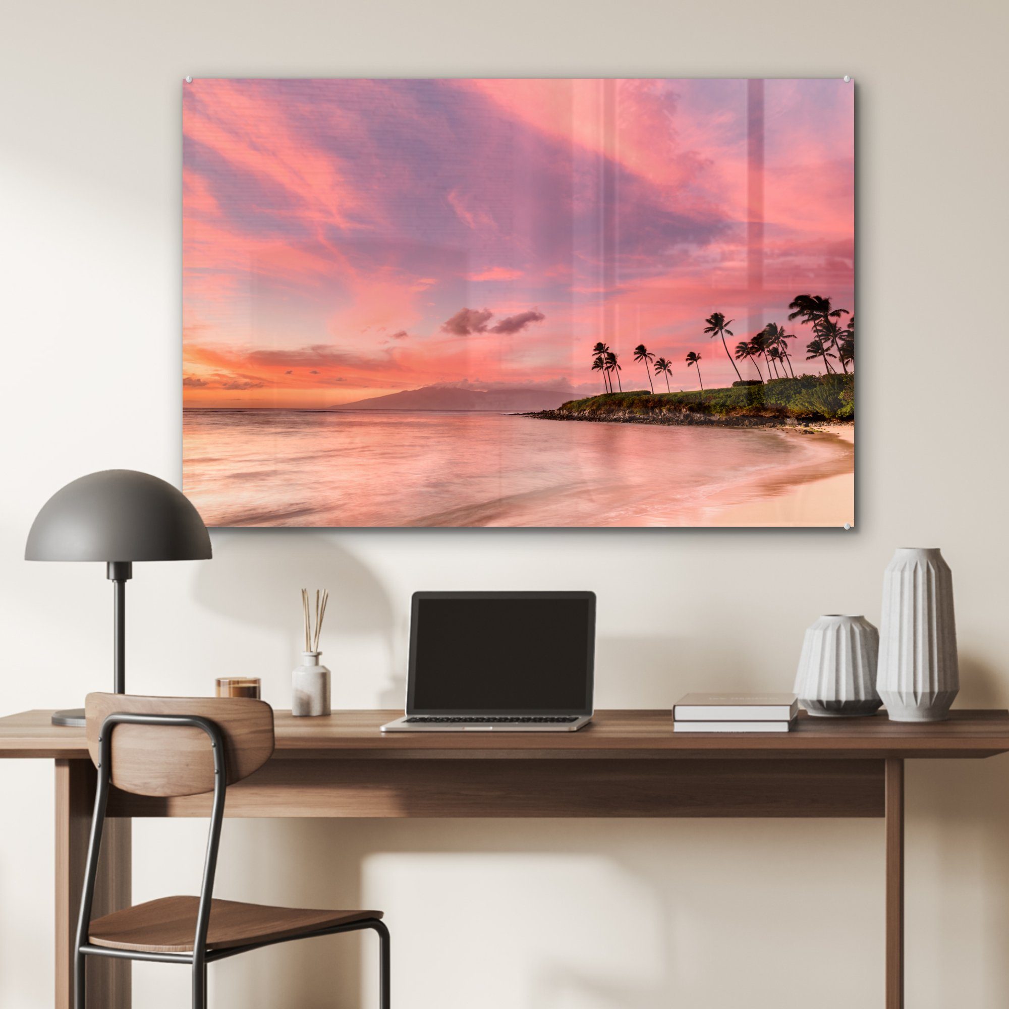 MuchoWow der Acrylglasbild Schlafzimmer (1 über Wohnzimmer Sonnenuntergang in Maui, Kapulua-Bucht Acrylglasbilder & St),