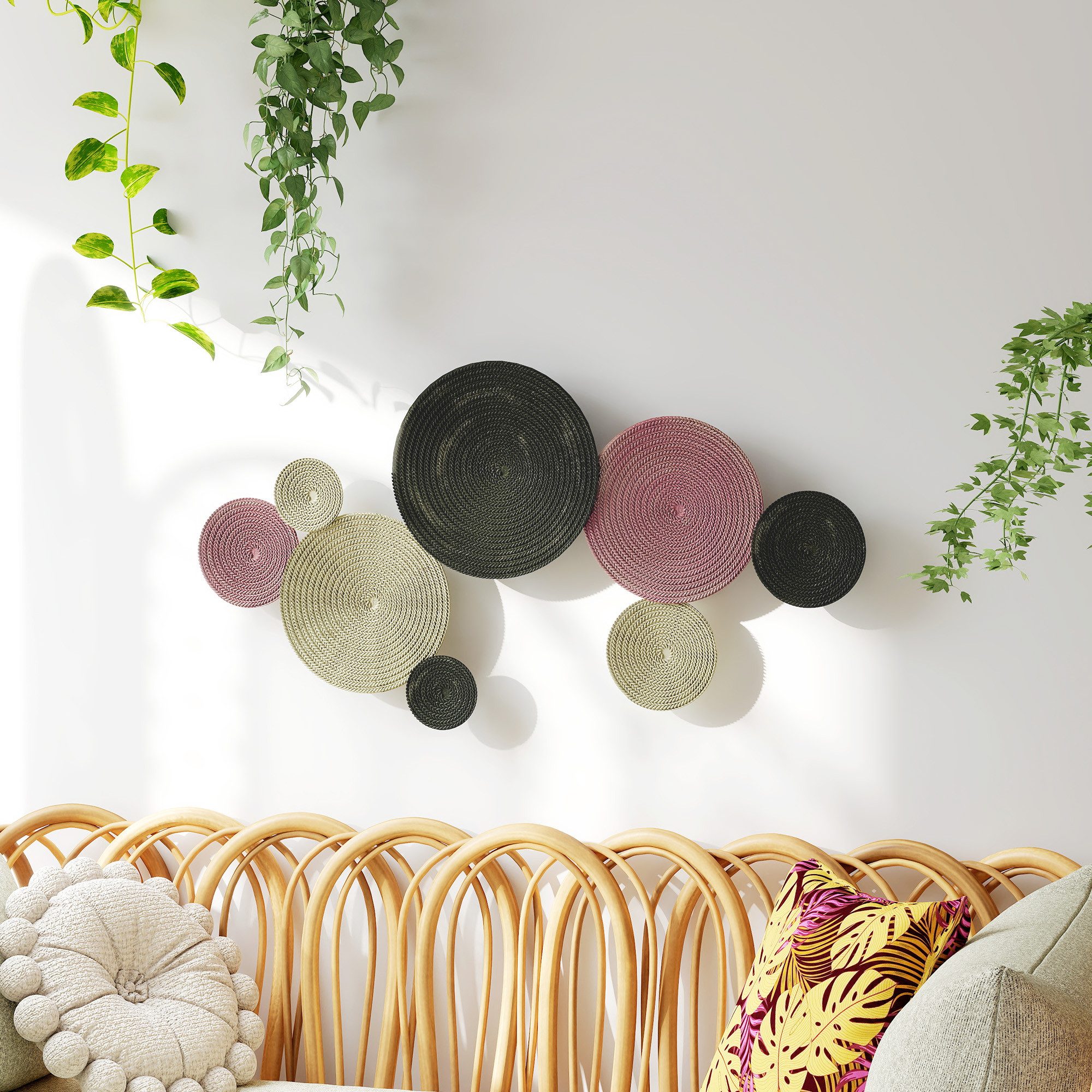HOMCOM Wandbild Wanddeko Metallbild mit Multi-Disc-Design Wohnzimmer-Kunst, Geometrische Formen (Wanddekoration, 1 St), Abstraktes geometrisches Design