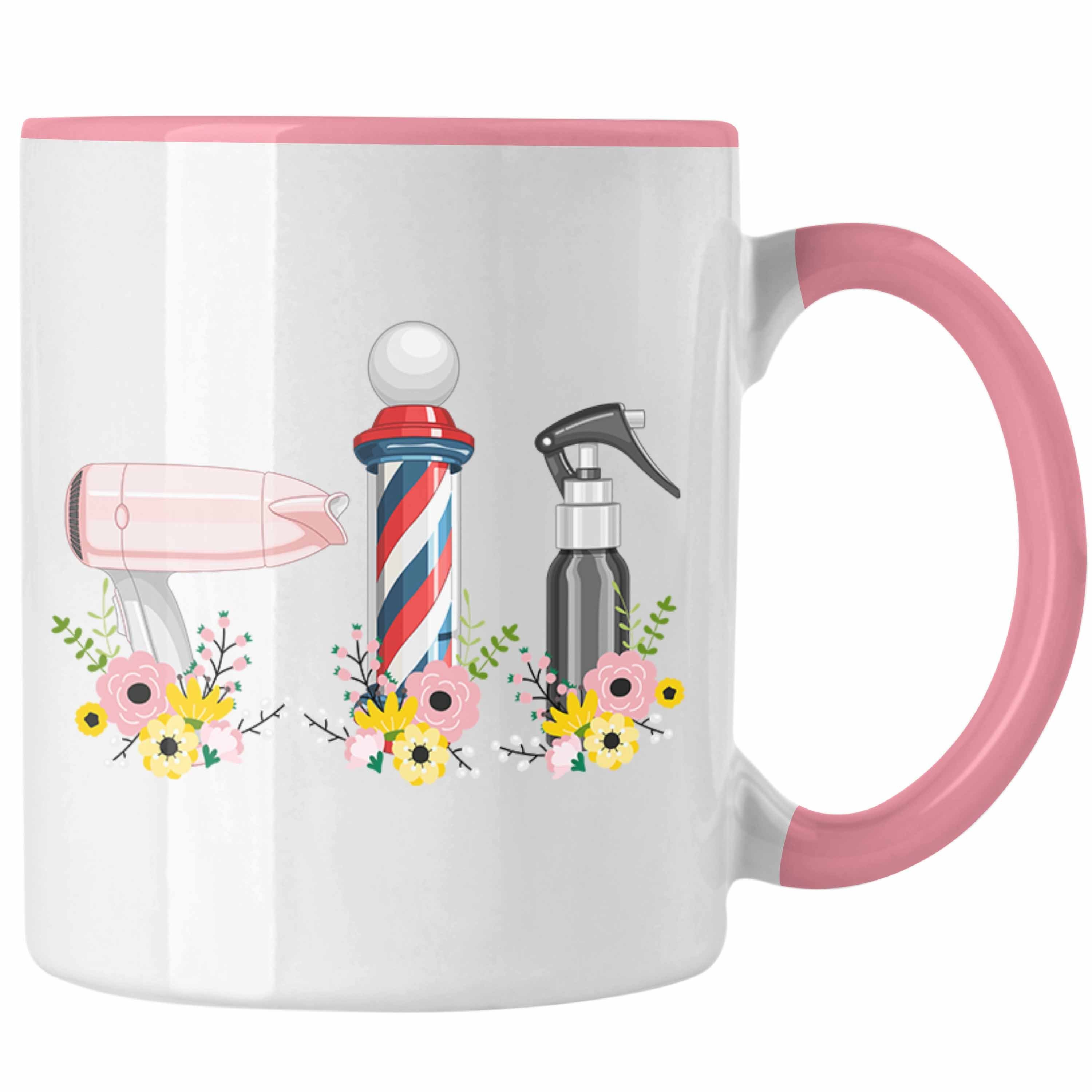 Trendation Tasse Trendation - Friseurin Tasse Geschenk Schere Grafik Frisörin Geschenkidee Geburtstag Weihnachten 3 Grafik Hair Stylistin Rosa