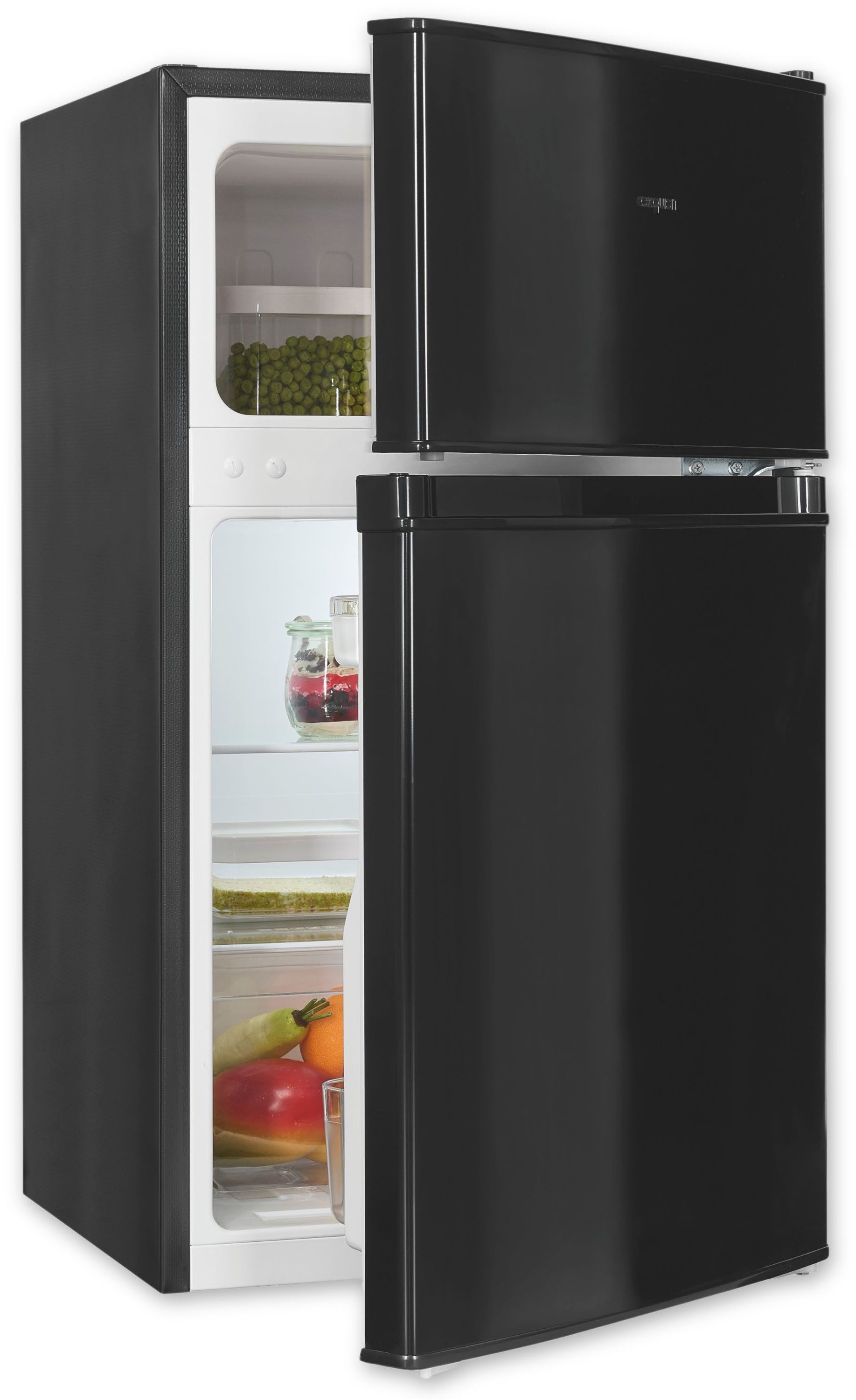 exquisit Kühl-/Gefrierkombination KGC90-30-E-040E schwarz KGC90-30-E-040E schwarz, 85 cm hoch, 47,5 cm breit