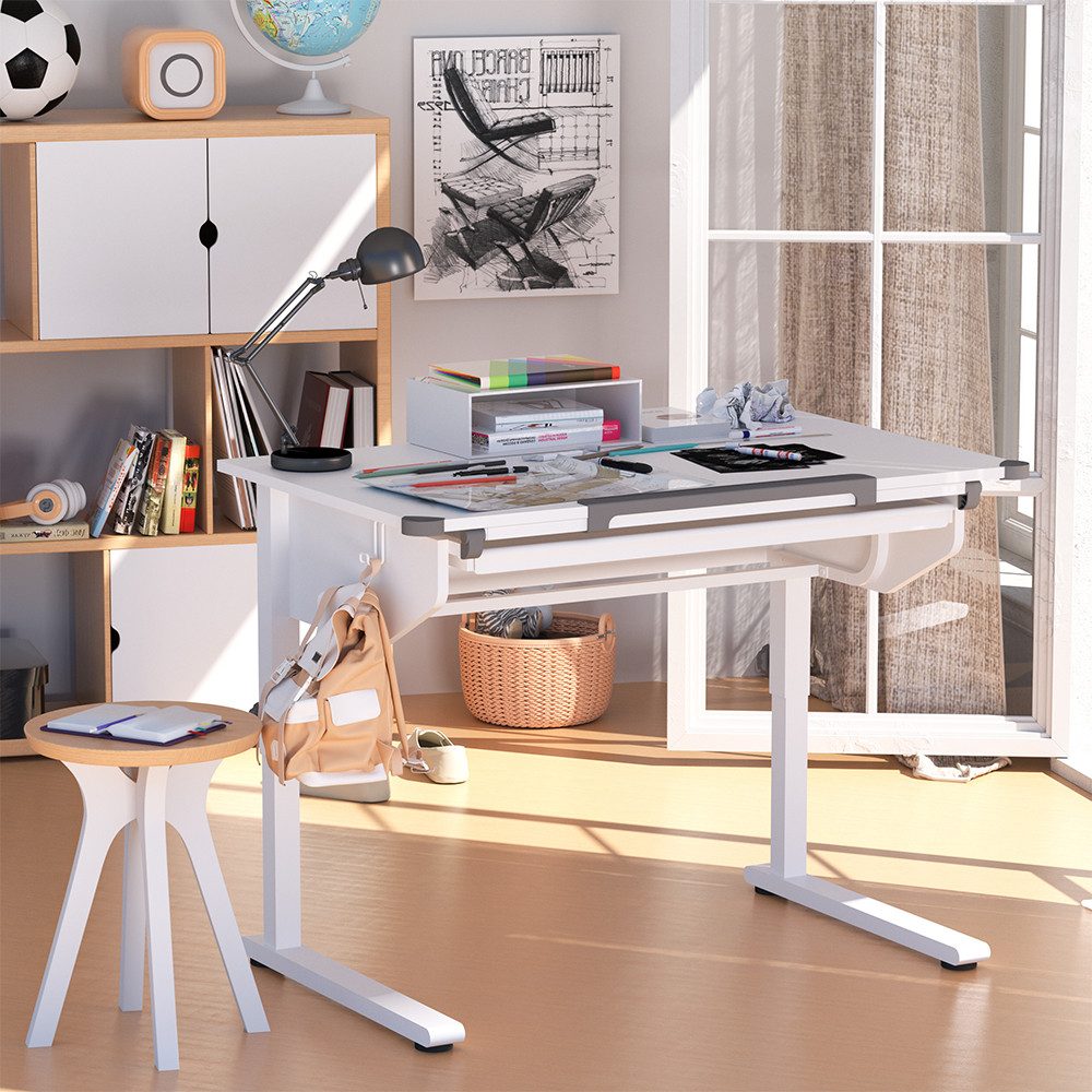 Vicco Schreibtisch Arc, Weiß, 108 x 68 cm höhenverstellbar (1-St)