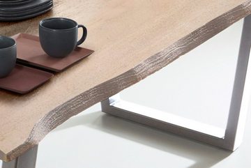 SAM® Baumkantentisch Sligo, massives Akazienholz, V-Gestell aus Roheisen, Tischstärke 26mm