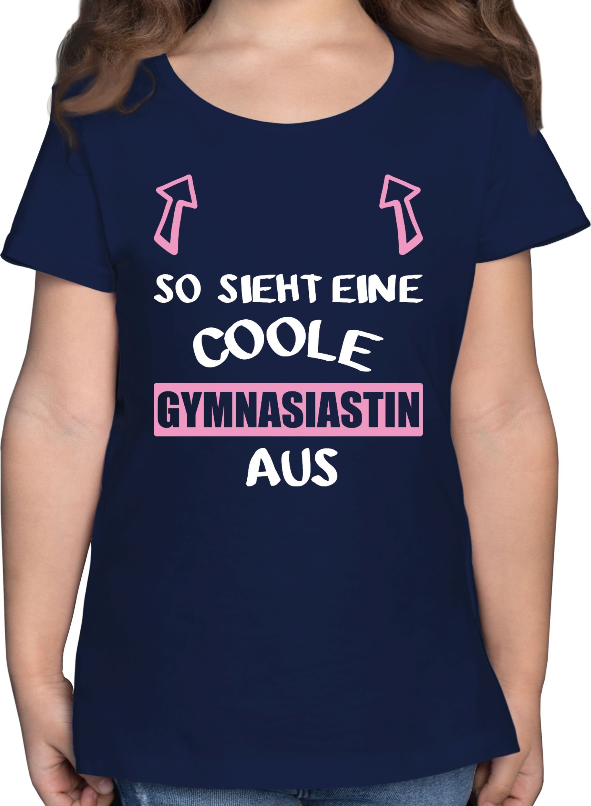 Shirtracer T-Shirt So sieht eine coole Gymnasiastin aus rosa/weiß Einschulung Mädchen 1 Dunkelblau