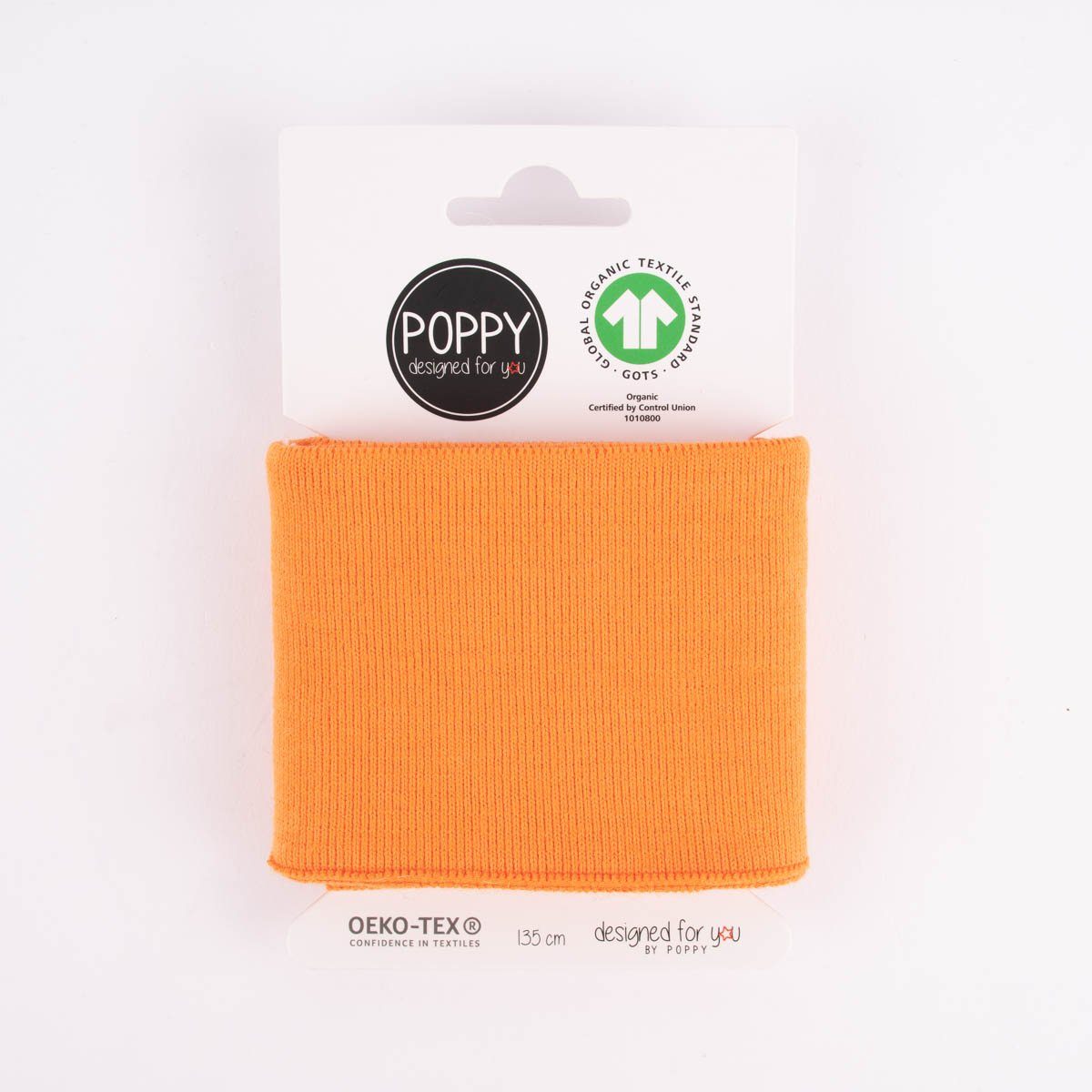 Stoff Cuff Bündchen Fertigbündchen Organic Bio einfarbig orange 7x135cm