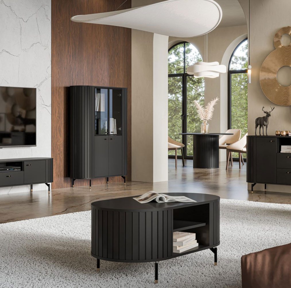 Feldmann-Wohnen Couchtisch Zama (mit Ablageflächen, 1-St., Moderne Optik, Schwarz), 104x56x47cm Schwarz