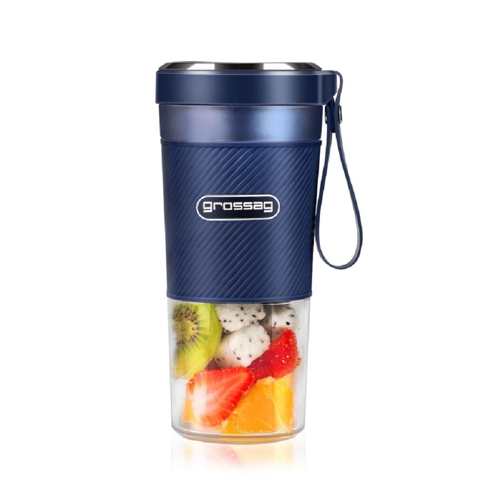 grossag Akku-Smoothie-Maker Akku Smoothie Mixer to-go, 300ml, Blau, MX 10.09 (1381)