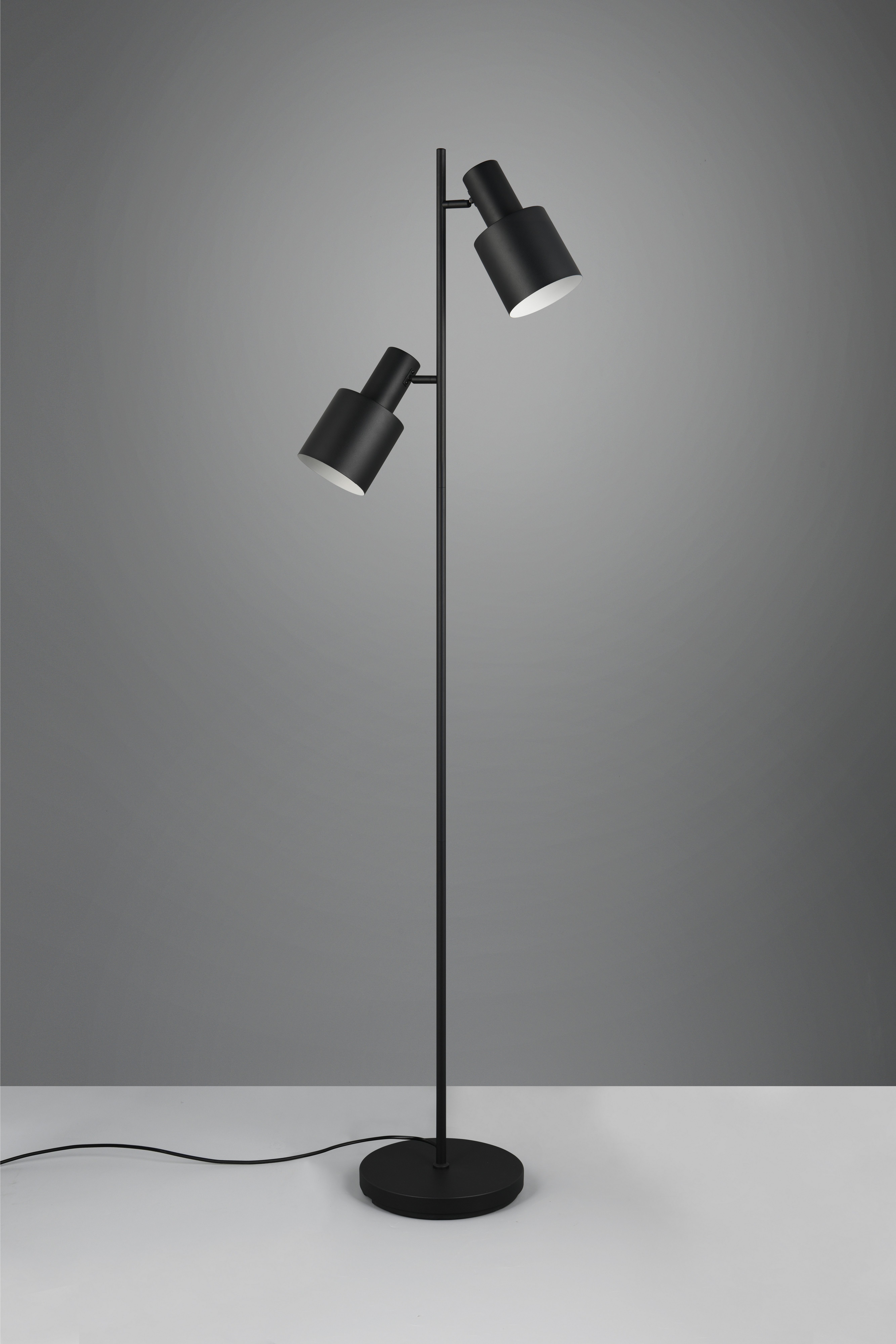TRIO Leuchten Stehlampe AGUDO, Stehleuchte 2-flammig, exkl 2xE27 max 10W, mit Fußschalter, Ein-/Ausschalter, Leuchtmittel wechselbar, warmweiß - kaltweiß, 161cm hoch, Metall Lampenschirme, Stehlampe Wohnzimmer Esszimmer