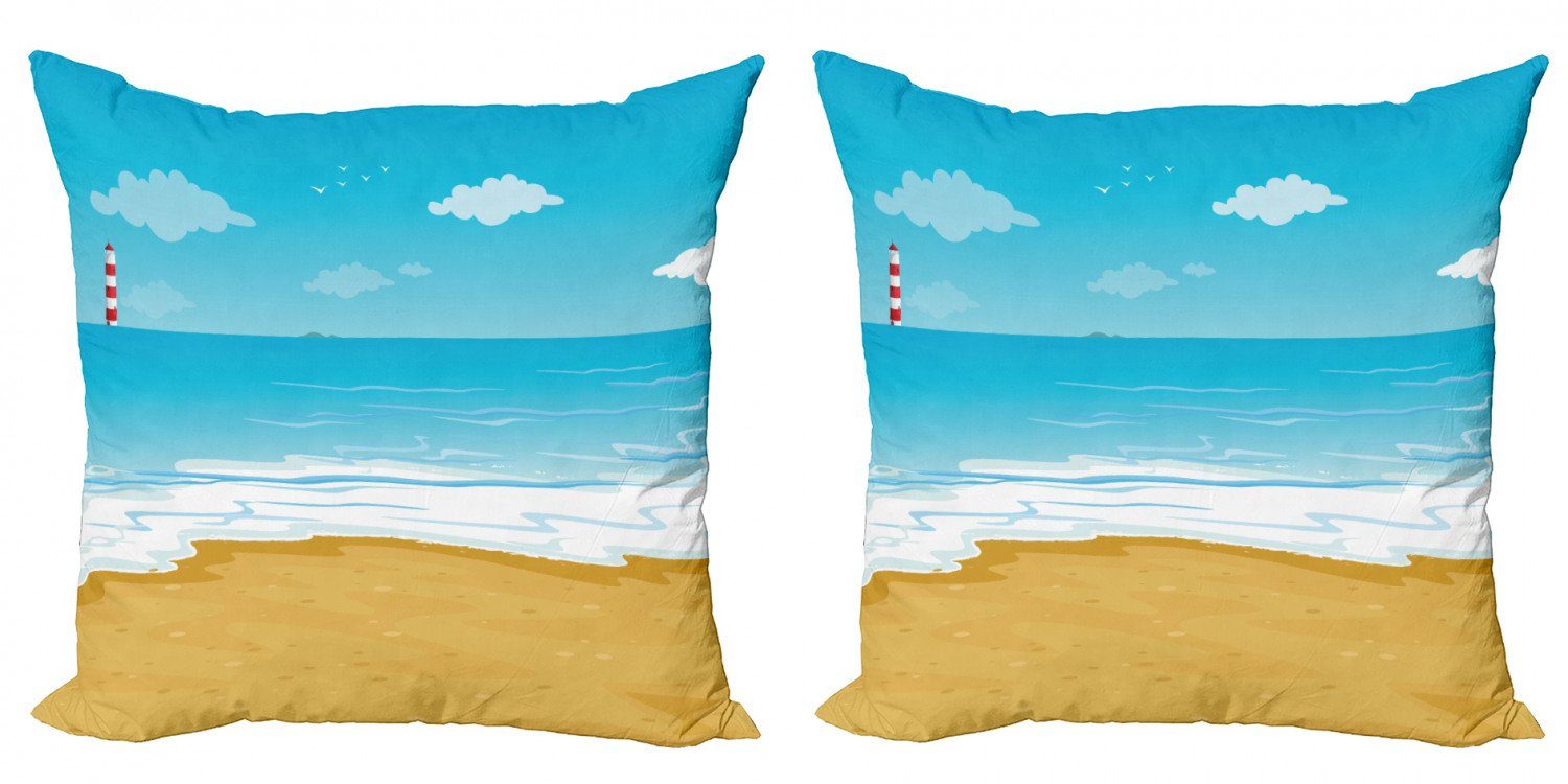 Kissenbezüge Modern Accent Doppelseitiger Digitaldruck, Abakuhaus (2 Stück), Tropisch Sandy Beach Ocean