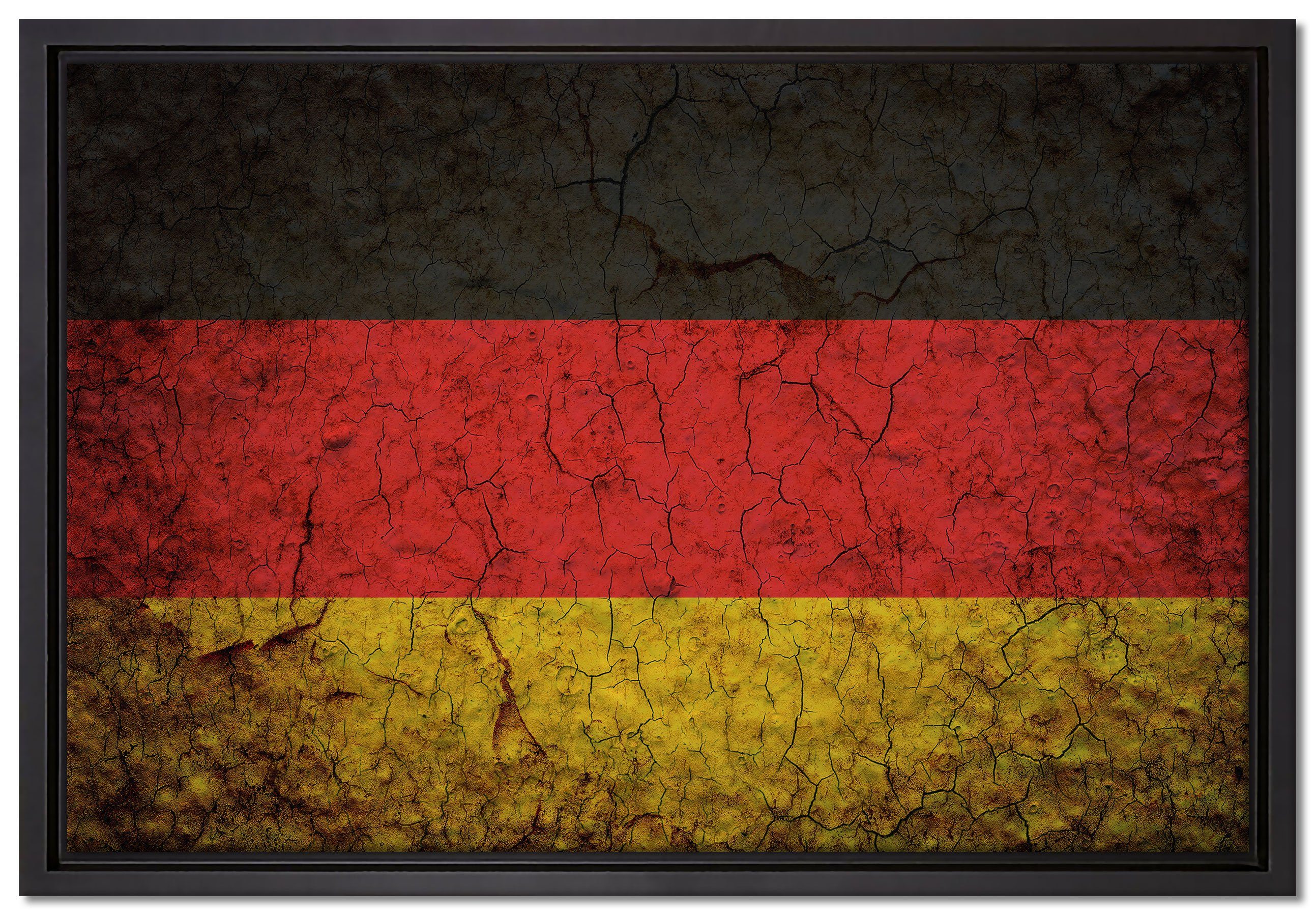 Pixxprint Leinwandbild Deutschlandfahne, Schattenfugen-Bilderrahmen fertig gefasst, (1 Leinwandbild Zackenaufhänger St), bespannt, inkl. einem in Wanddekoration