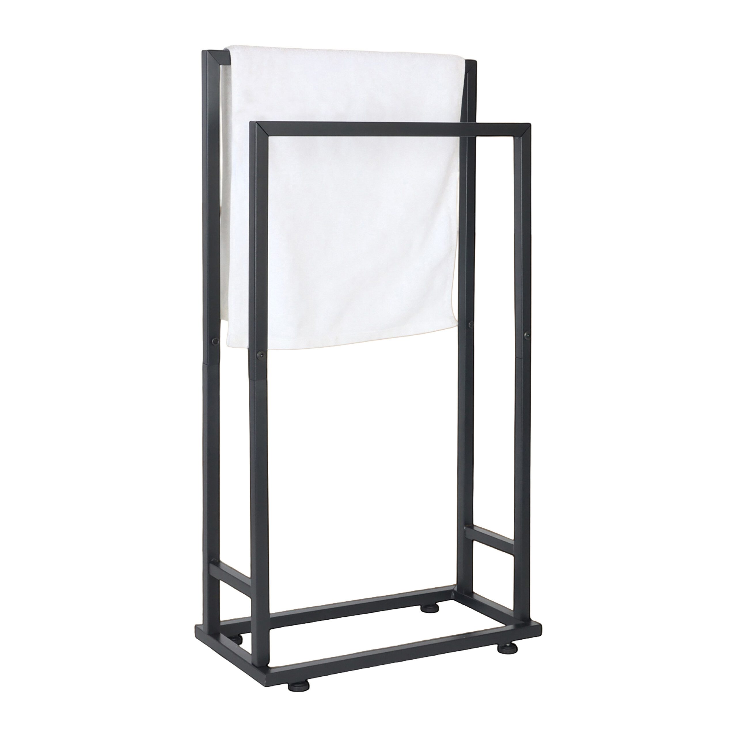 relaxdays Handtuchständer 2 Stangen Metall, schwarz