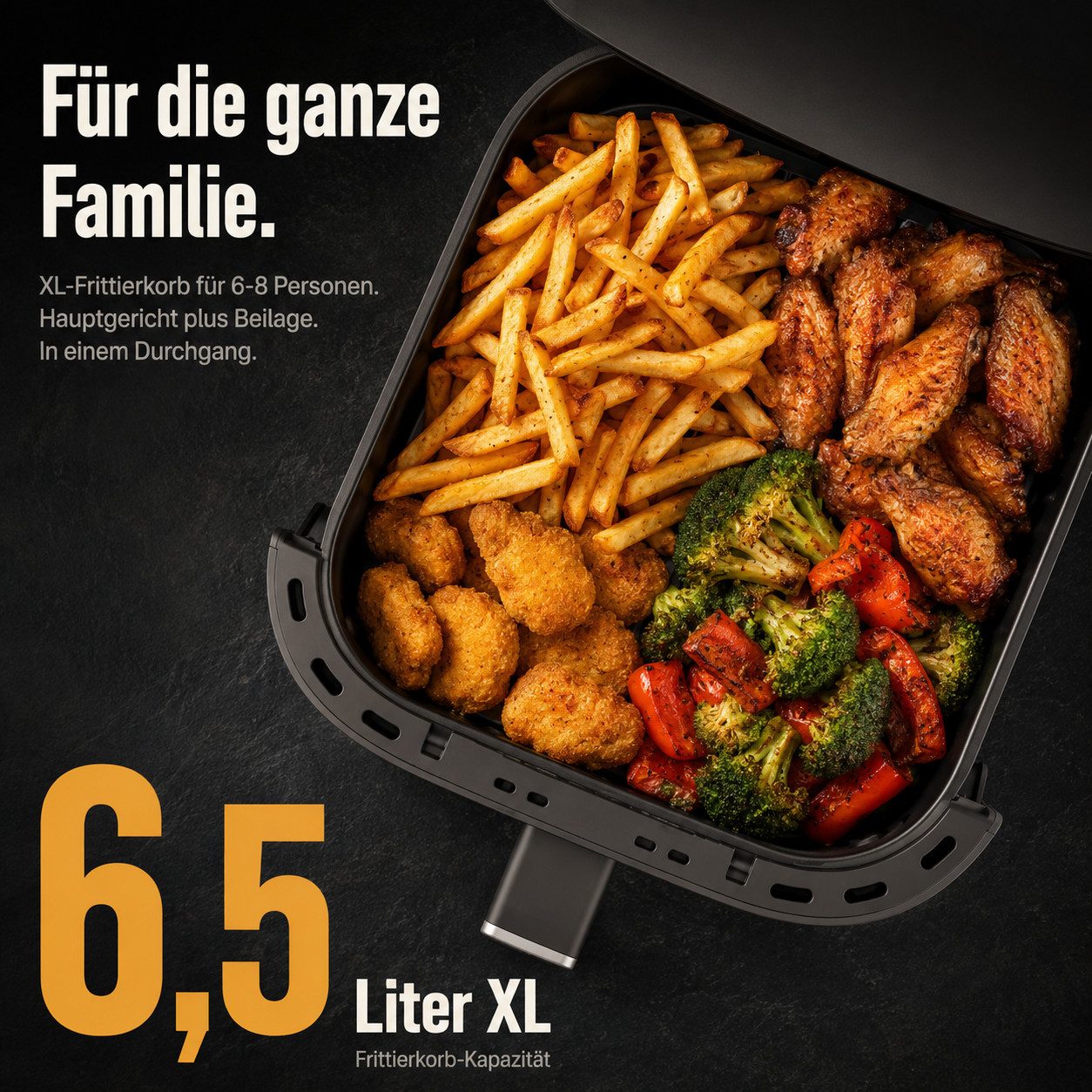 Onbest Heißluftfritteuse, 1600,00 W, XXL, 12 Programme, Sichtfenster, Spülmaschinenfest