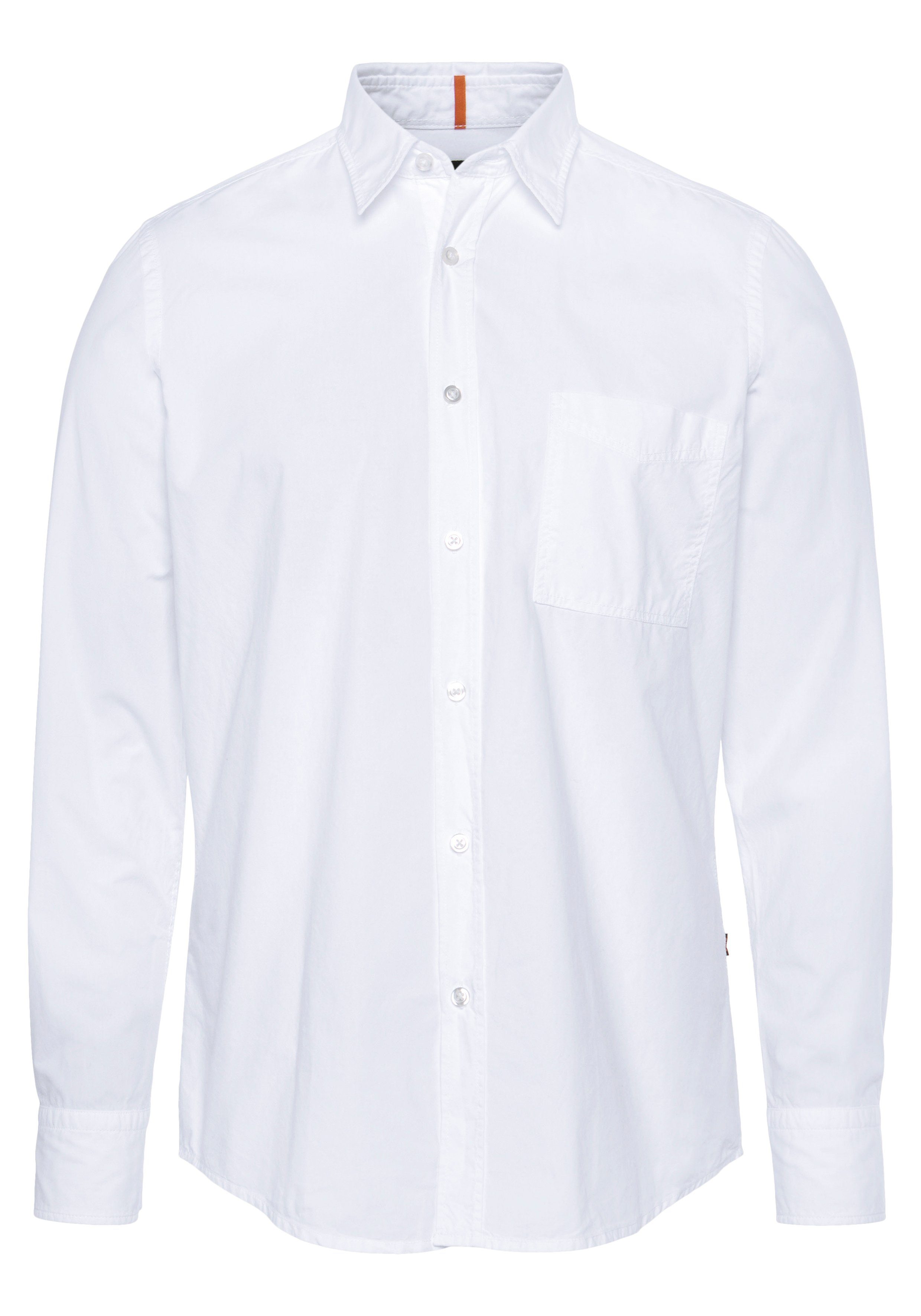 praktischer Langarmhemd ORANGE Brusttasche white mit Relegant_6 BOSS HUGO
