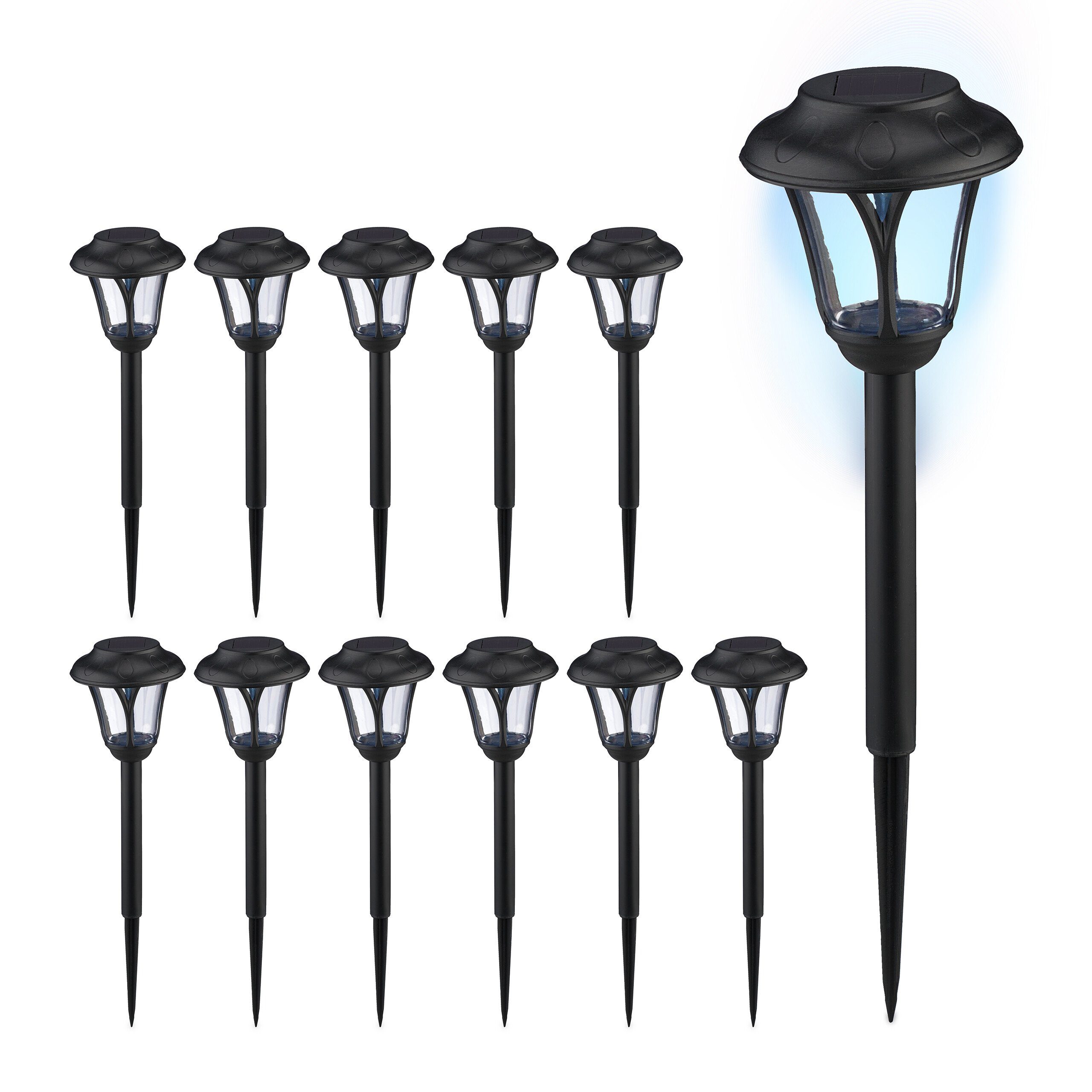 relaxdays LED Solarleuchte Solarlampen im Set, 12er Pack