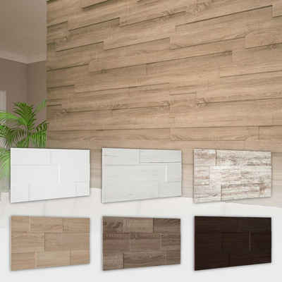 Hexim Wanddekoobjekt Weiß (Wandverkleidung - Stilvolle 3D Paneele mit 7 Verlegevarianten, Holzpaneele aus MDF - (1 Packung - 1.13 qm) Holzverblender moderne Wandfliese Dekorbretter Wandpaneel)
