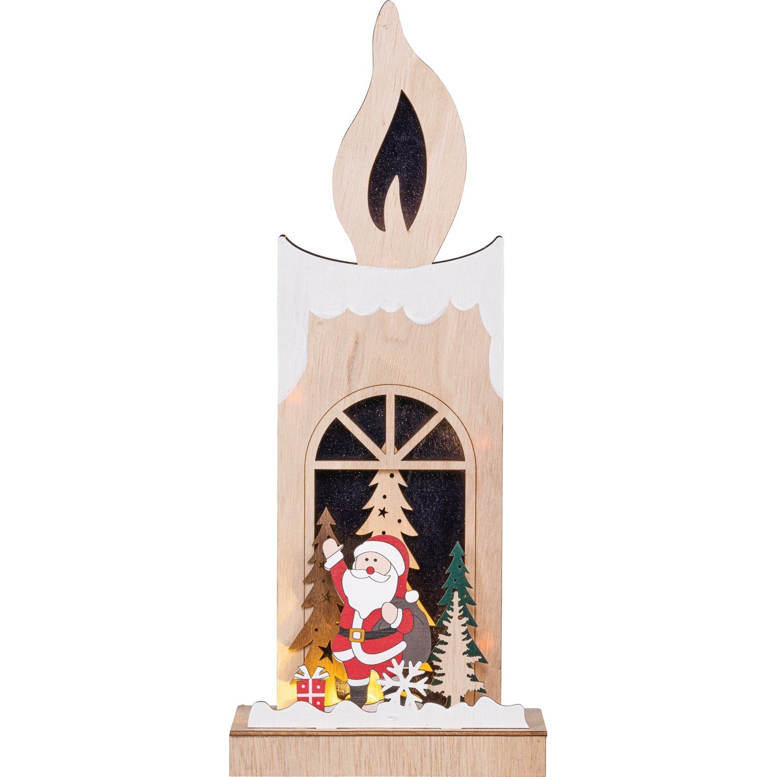 HGD Holz-Glas-Design Weihnachtsfigur (Stück, Leuchtdeko Deko St), Holzkerze Weihnachtsdeko Weihnachtsmann 1