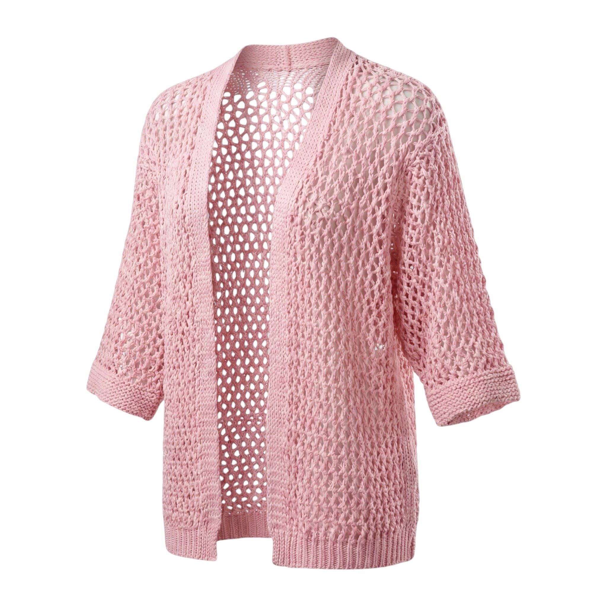 OriginalYou Cardigan Damen Strickjacke Häkelmuster luftiger Sommer Cardigan modernes Loch-Strick-Muster, One Size 40-44