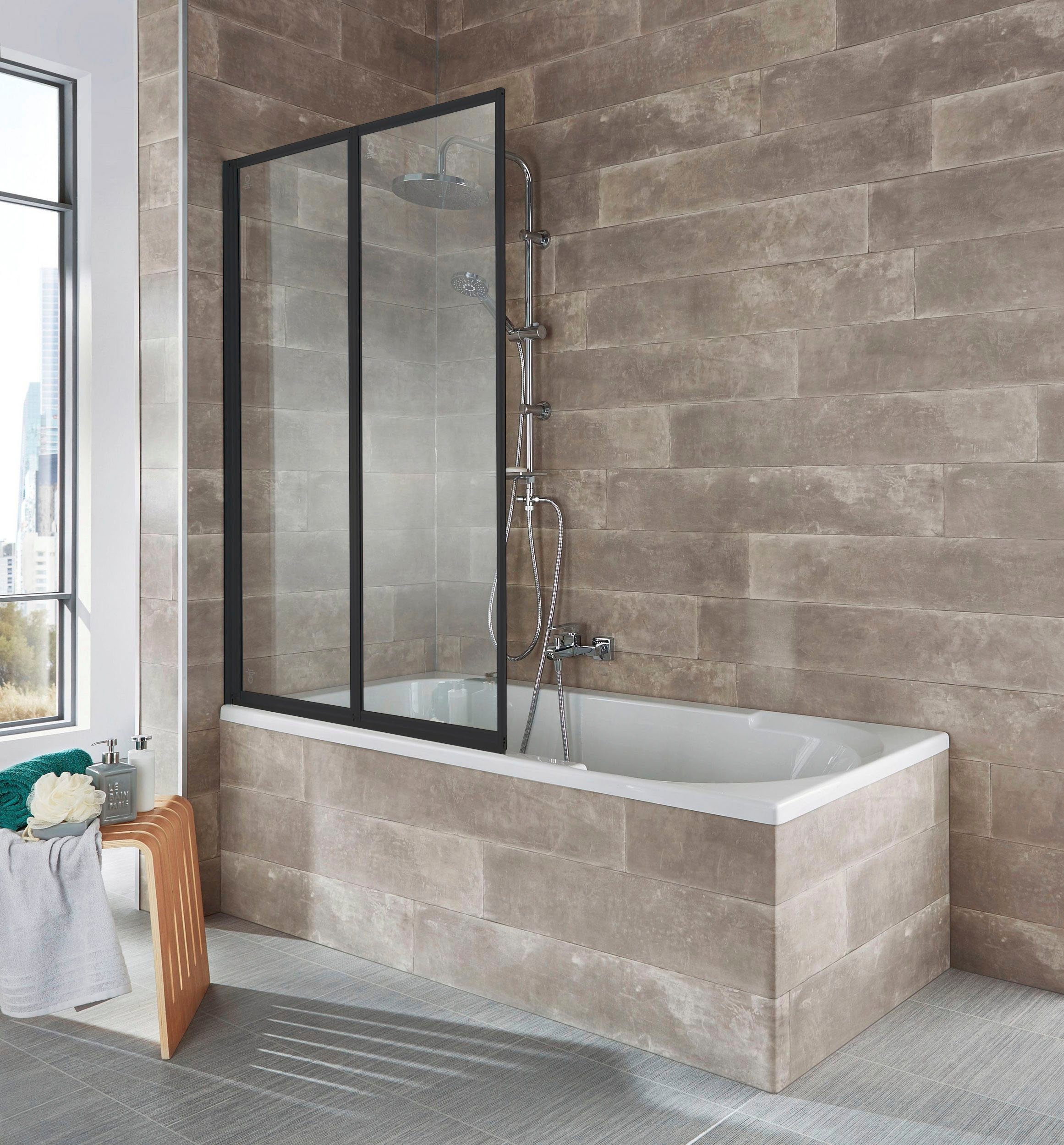 welltime Badewannenaufsatz Nassau, Einscheibensicherheitsglas, (2 tlg), Komplett zusammenfaltbar