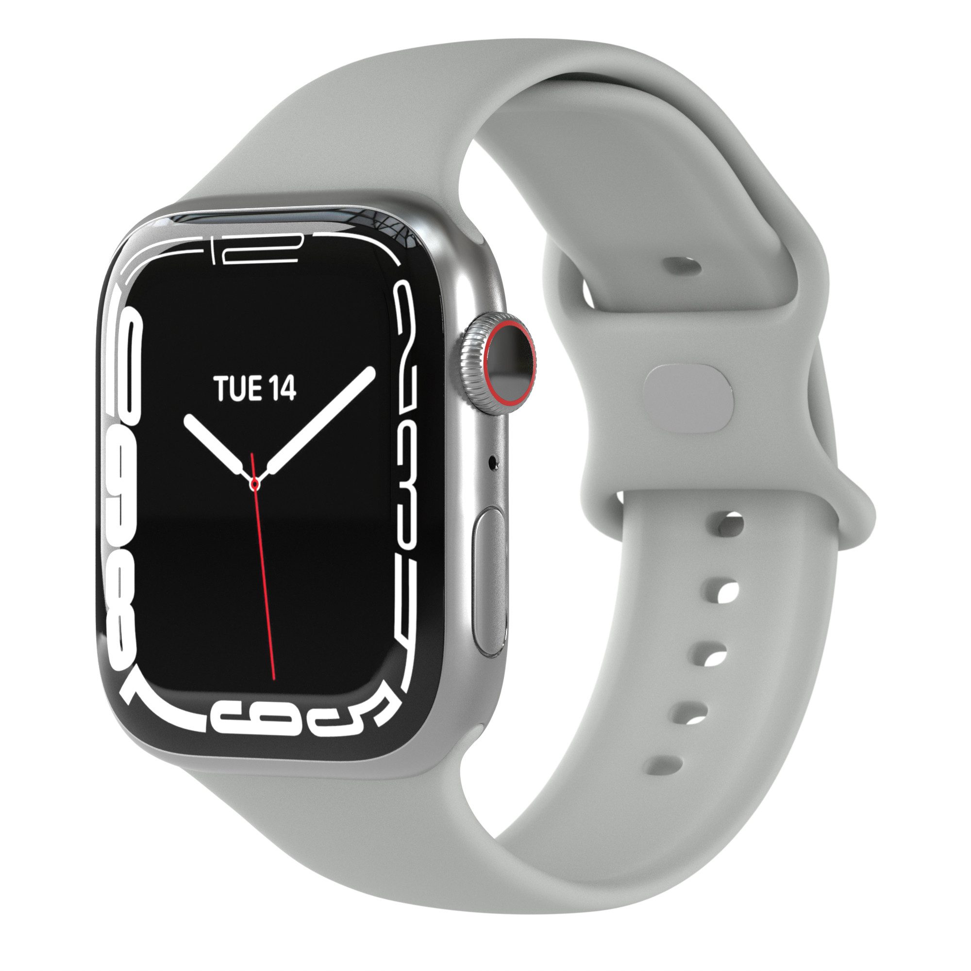 EAZY CASE Uhrenarmband Silicon Armband iWatch 10 9 8 7 6 5 4 3 2 SE Ultra, Ersatzarmband Apple Watch 42mm 44mm 45mm 46mm 49mm aktiv Hellgrau