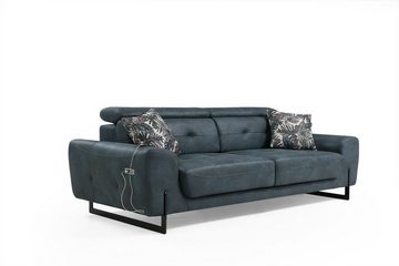 JVmoebel 3-Sitzer Blau Sofa Designer Möbel Wohnzimmer Modern Sitzmöbel Neu, 1 Teile, Made in Europa