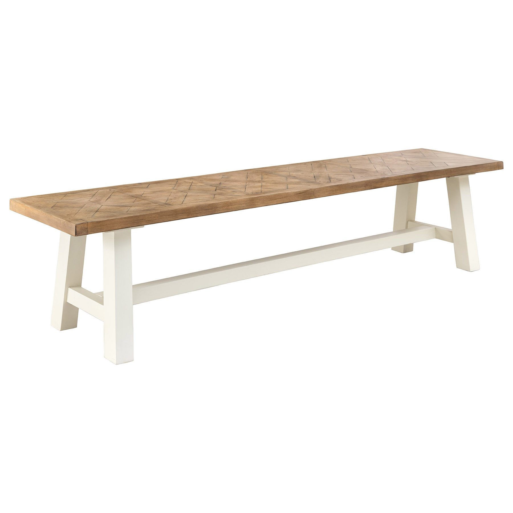 riess-ambiente Sitzbank HAMPTONS 160cm hellbraun / creme - Pinienholz, Bohlenoptik, Ablage (Einzelartikel, 1-St), MASSIVHOLZBANK - ideal für Esszimmer, Flur, Garderobe und Wohnzimmer