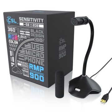 CSL Standmikrofon, USB Desktop Mikrofon mit RGB Beleuchtung, RMP 900 Tischmikrofon