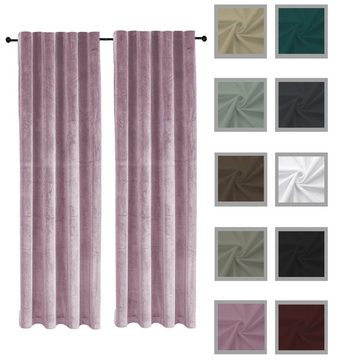 Gardine Samt Vorhänge 2er Set Kräuselband Verdunkelung 140x145 cm Samt weich, Haus und Deko, Kräuselband (2 St), Polyester