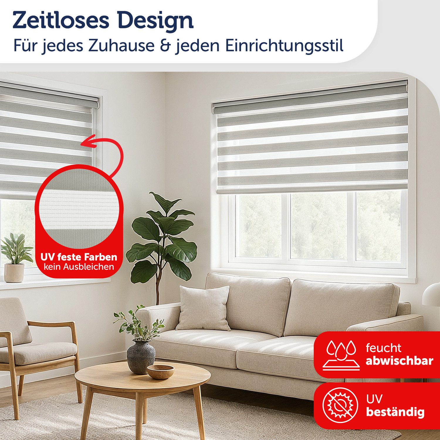 Doppelrollo Doppelrollo Klemmfix ohne Bohren, Blumtal, Klemmfix, individuell einstellbare Rollos