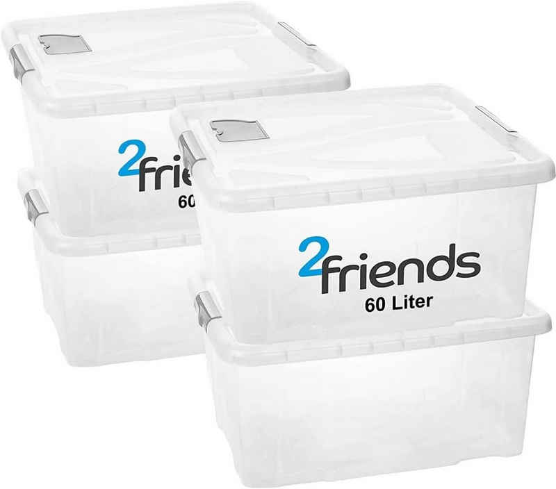 Centi Aufbewahrungsbox 60 Liter Kisten Одяг і товари для боксу Aufbewahrung, Stapelbar, Plastikbox mit Deckel (4er Set 29 x 62 x 45 cm 60 L), Lüftungsklappe - Ideal für Stauraum Maximieren und Langlebige Ordnung