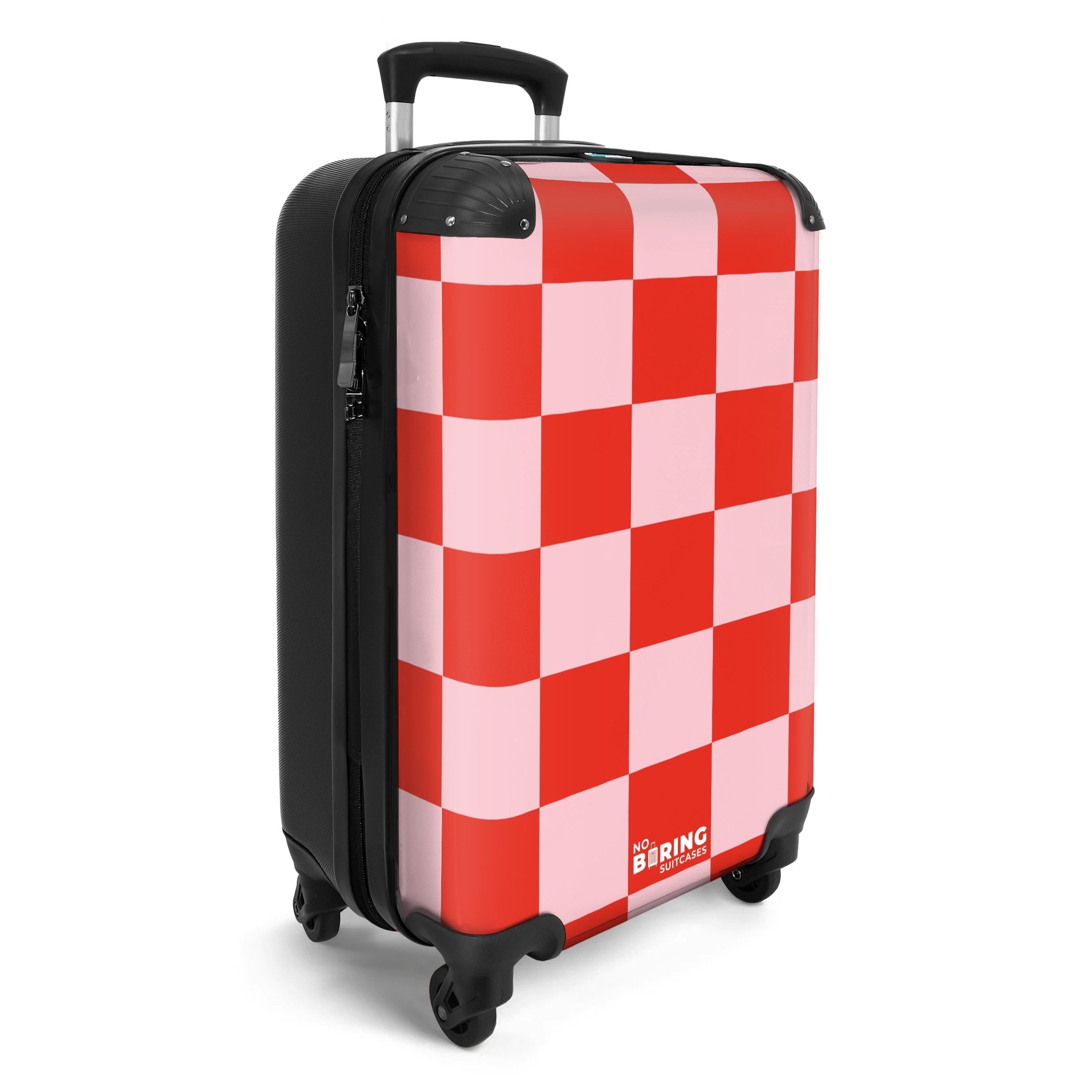 NoBoringSuitcases.com© Hartschalen-Trolley Rotes und rosa Schachbrettmuster günstig online kaufen