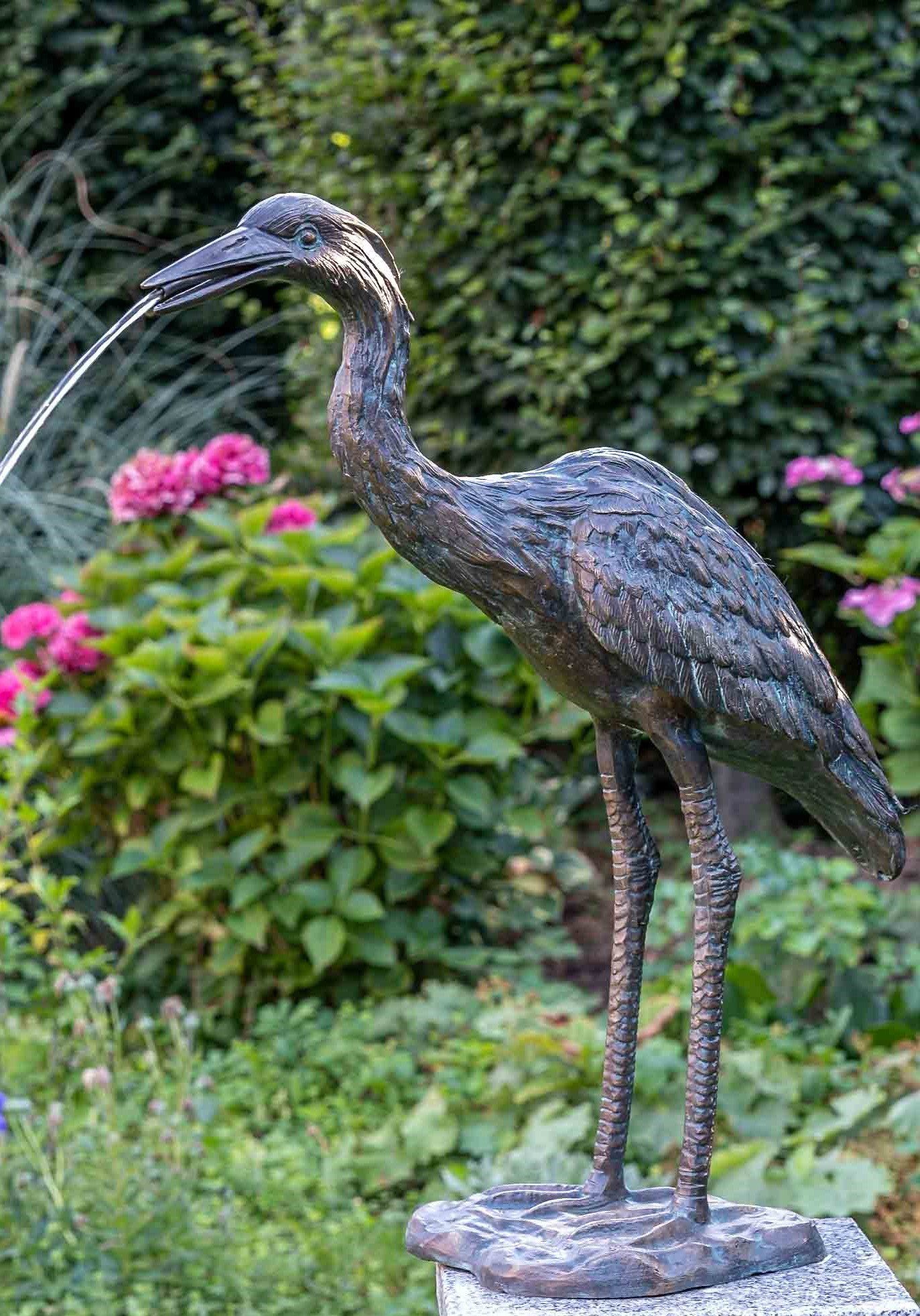 Graureiher Bronze Gartenfigur IDYL IDYL Bronze-Skulptur Rottenecker wasserspeiend,
