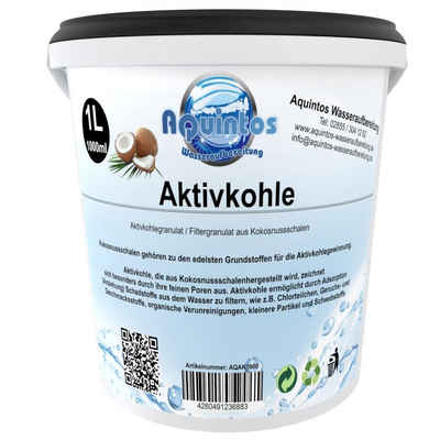 Aquintos Wasseraufbereitung Kalk- und Wasserfilter Aktivkohle Granulat Filterkohle Kokoskohle Activated Carbon Trinkwasse, Zubehör für Kokoskohle, 1 Liter Filterkohle