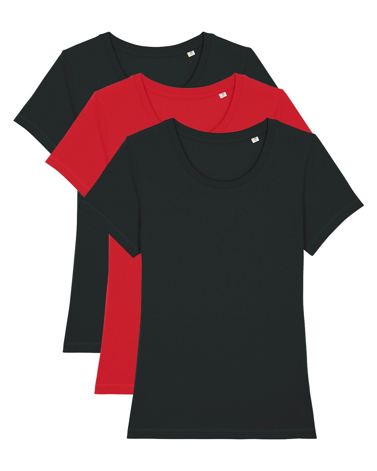 3er - wat? Apparel (1-tlg) rot 1x Basic schwarz Print-Shirt Expresser Pack 2x